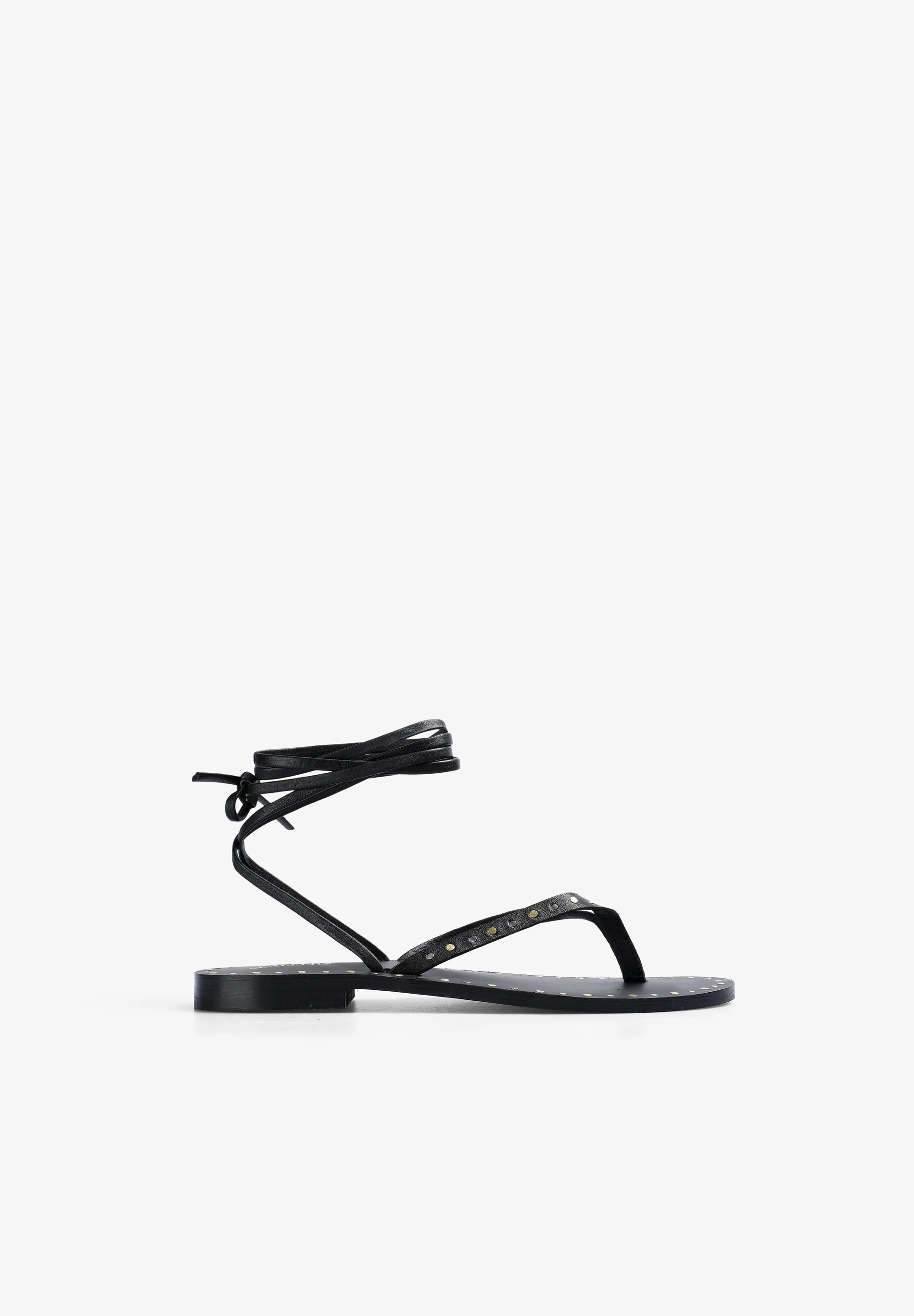 100% LEATHER LACE-UP SANDALS