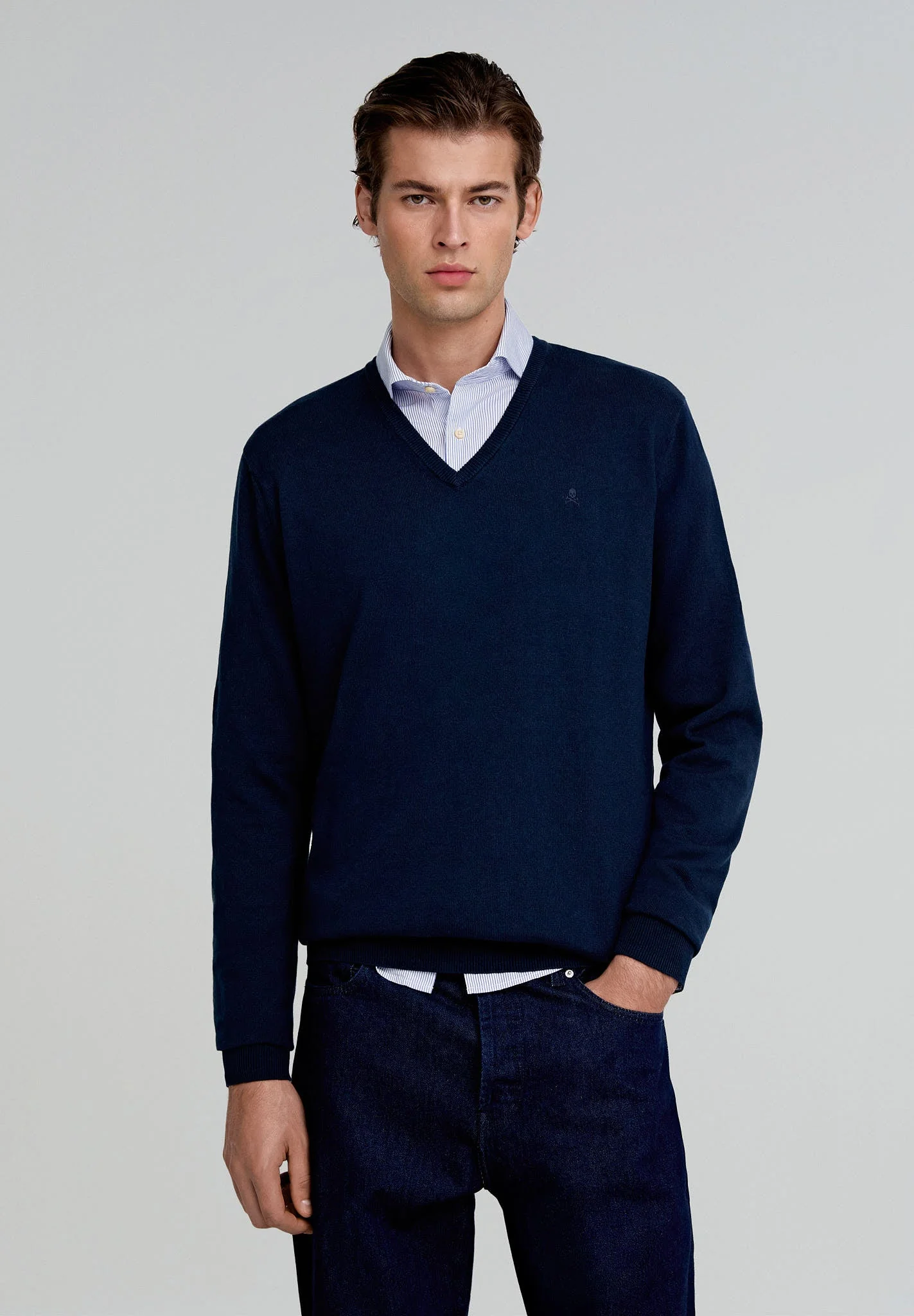 BASIC COTTON EMBROIDERED SWEATER