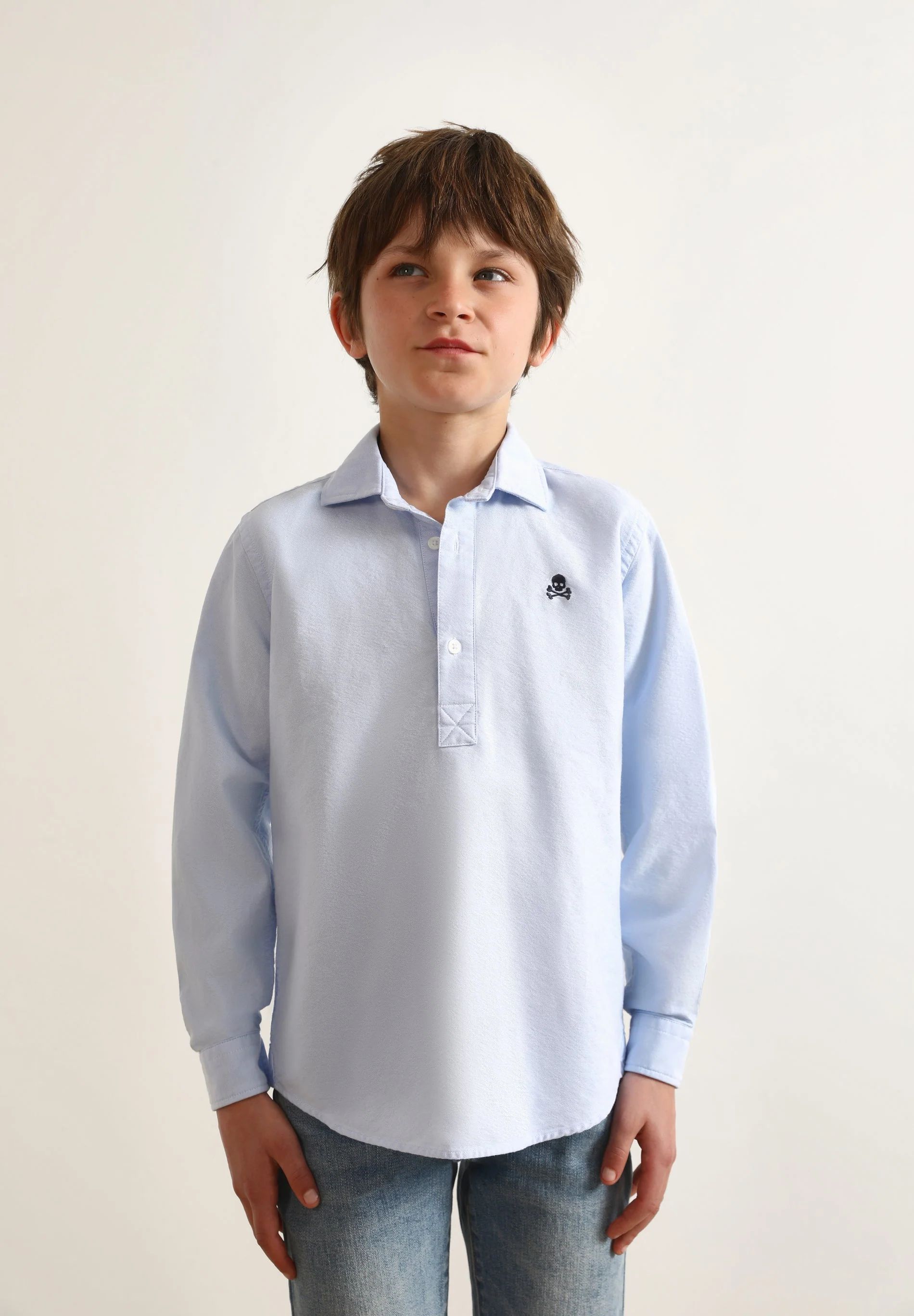 POLO NECK SHIRT WITH CONTRAST SKULL PRINT - Image 3