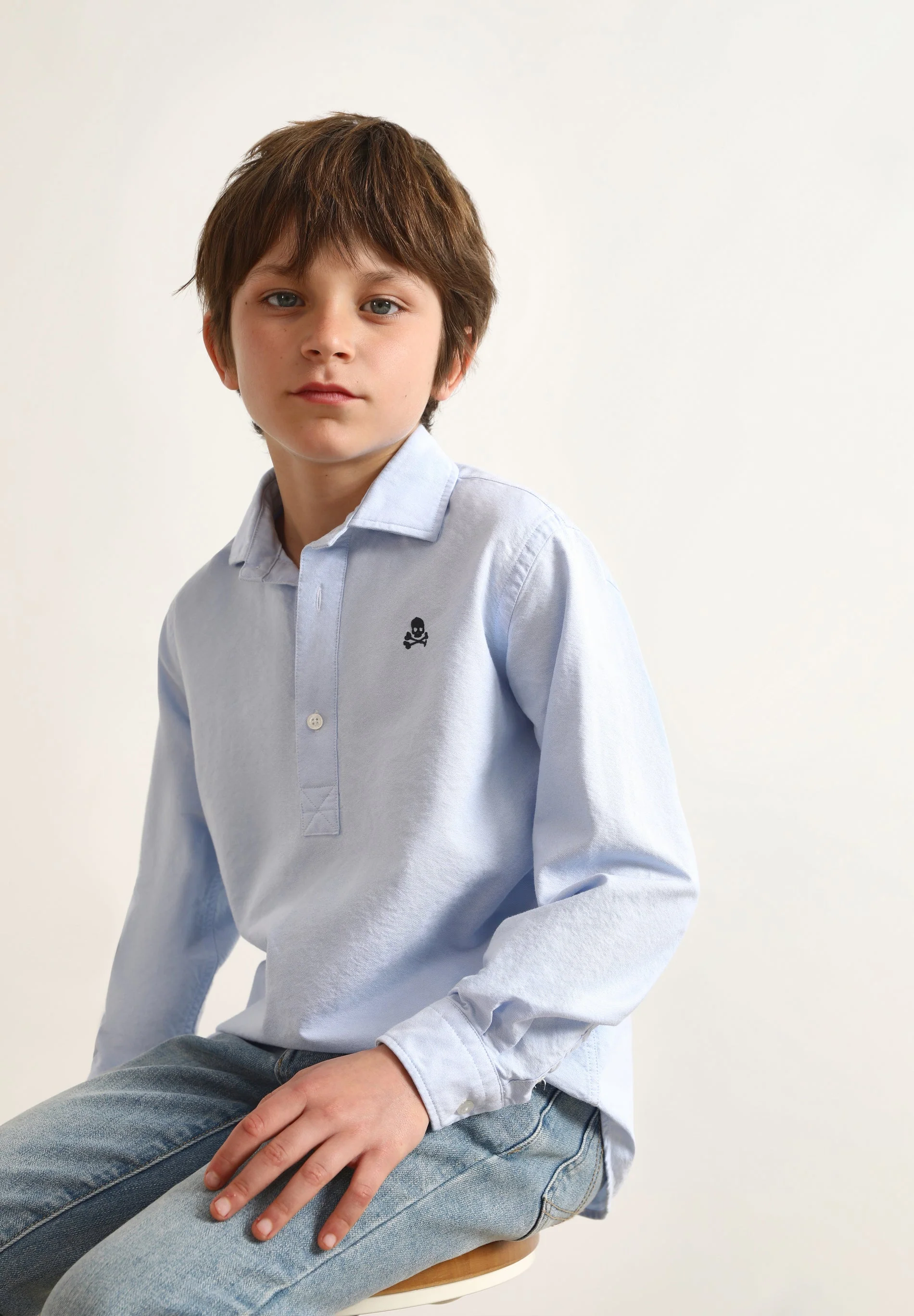 POLO NECK SHIRT WITH CONTRAST SKULL PRINT - Image 4