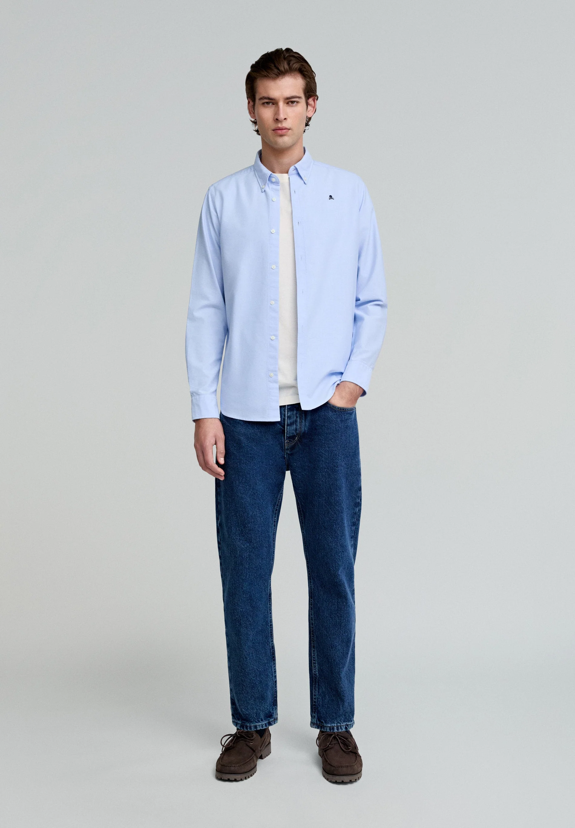 OXFORD SHIRT WITH CONTRAST SKULL PRINT - Image 2