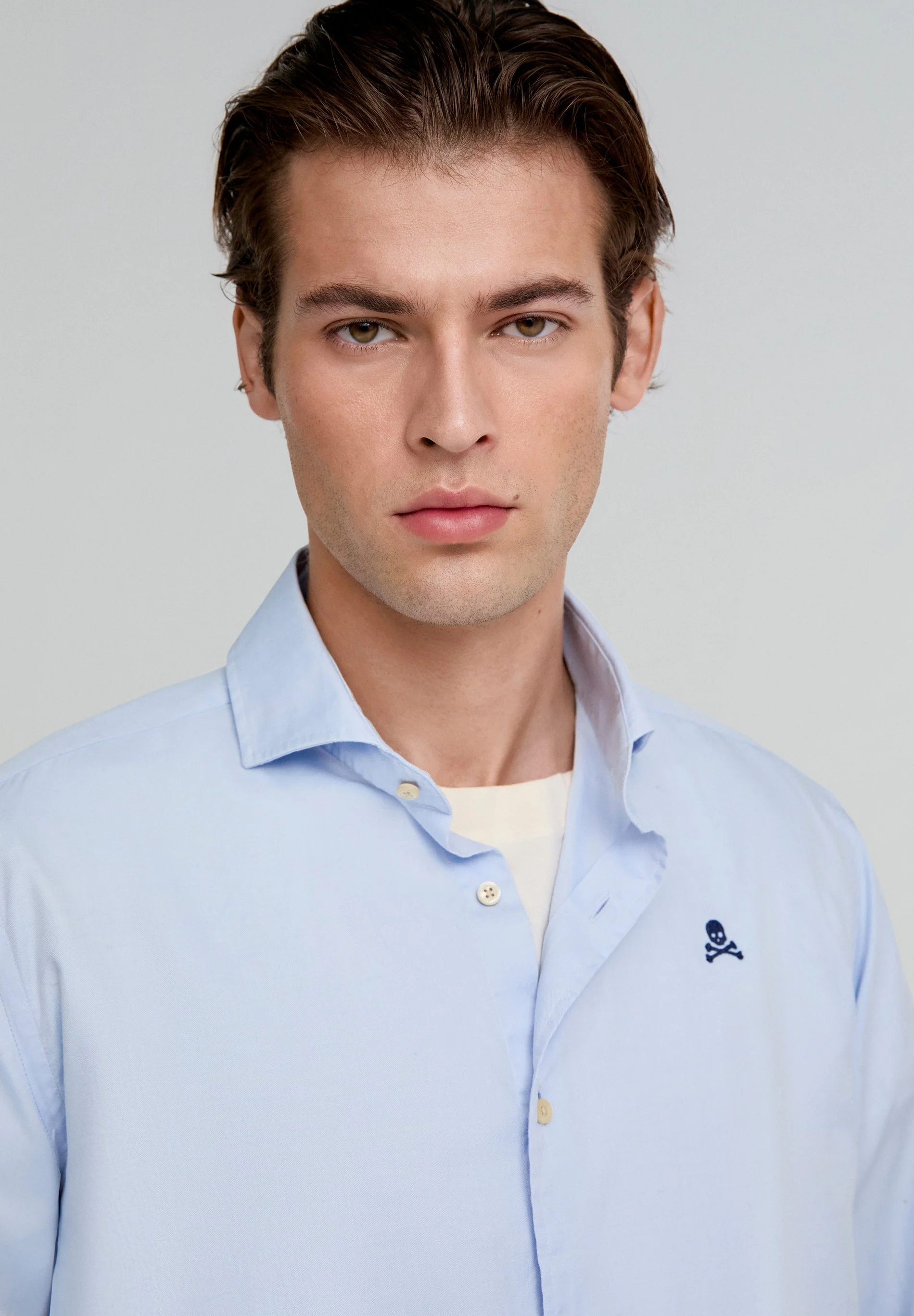 CONTRAST SKULL PLAIN FORMAL SHIRT - Image 3