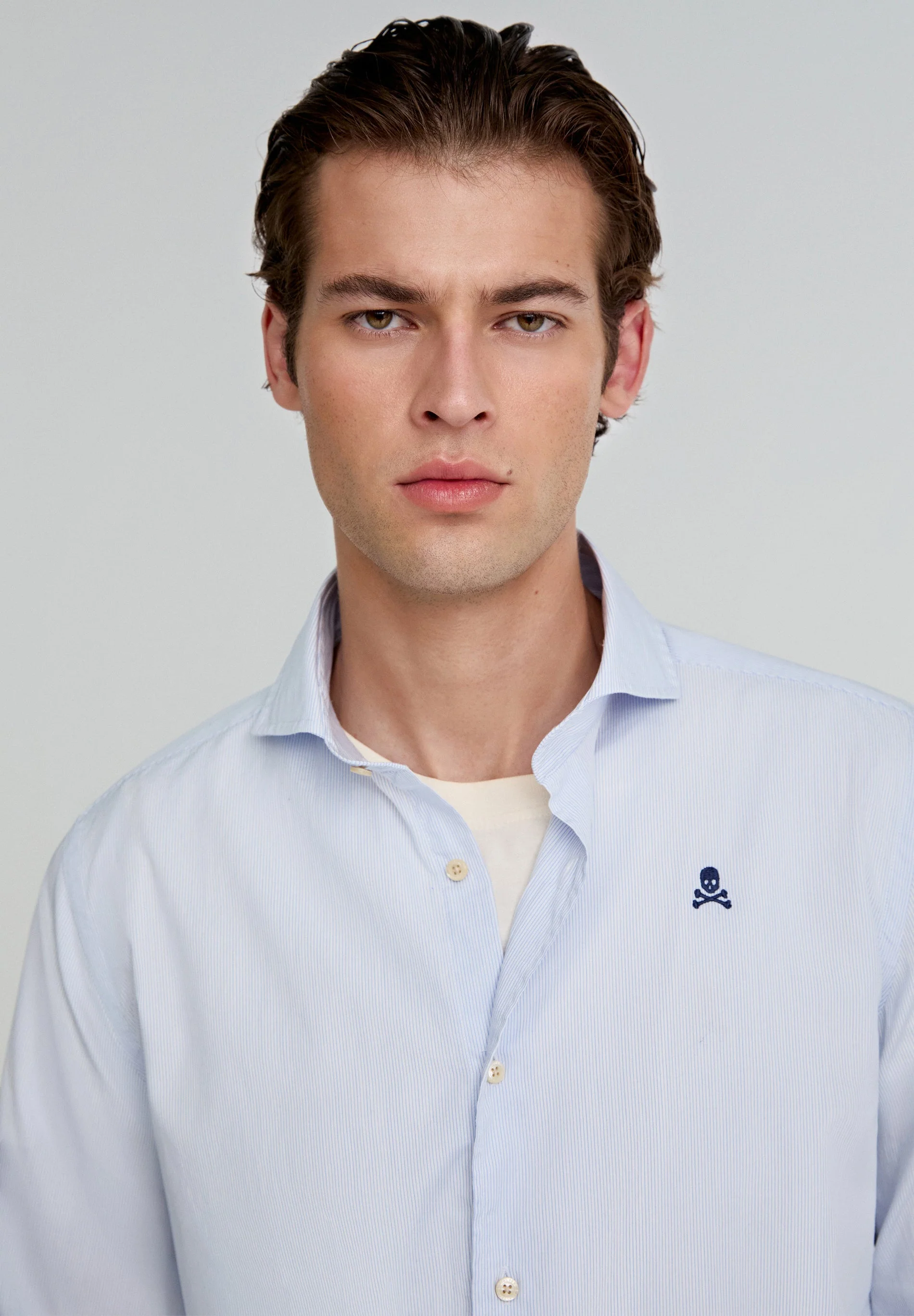 CONTRAST SKULL STRIPED FORMAL SHIRT - Image 3
