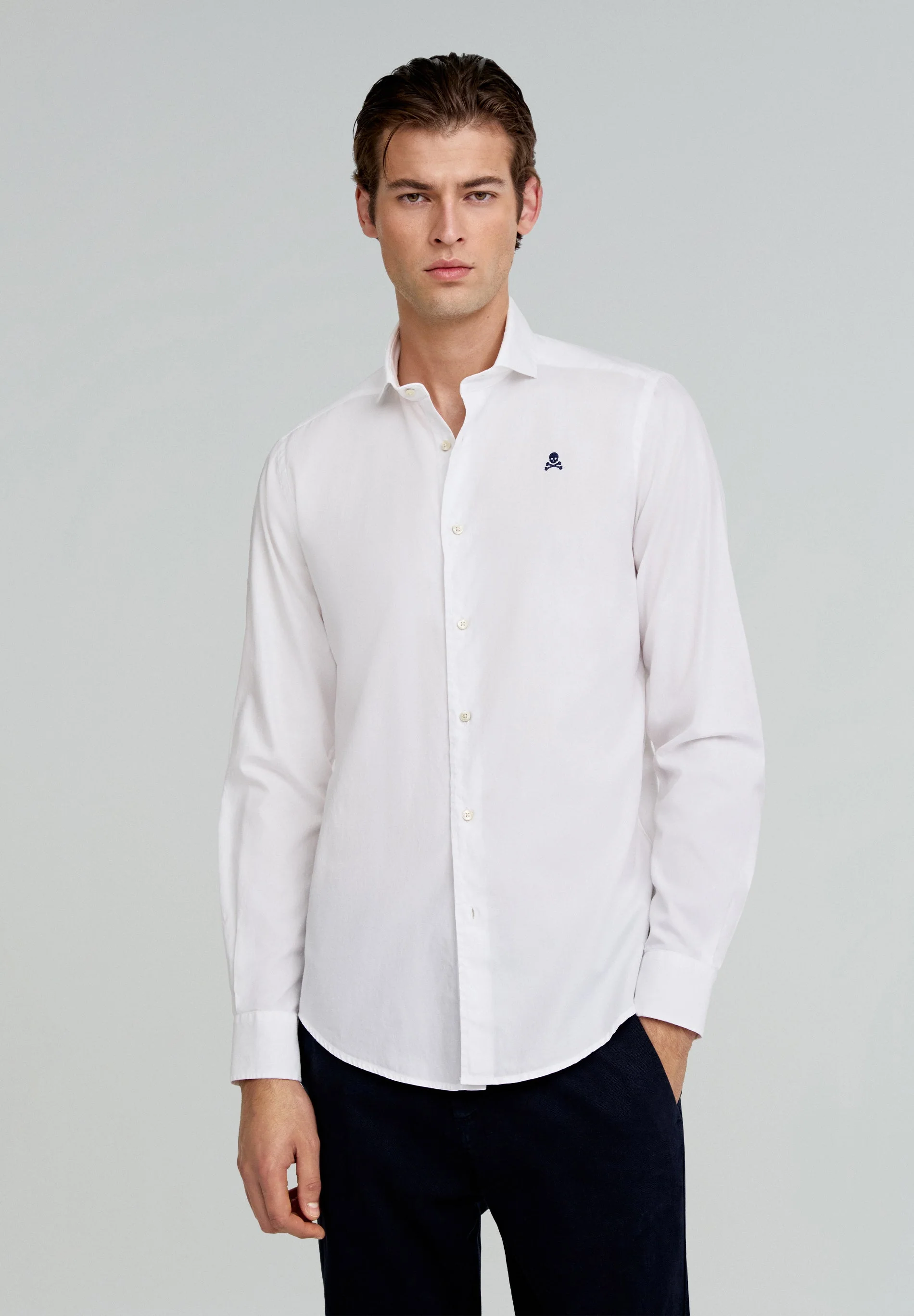 CONTRAST SKULL PLAIN FORMAL SHIRT - Image 2