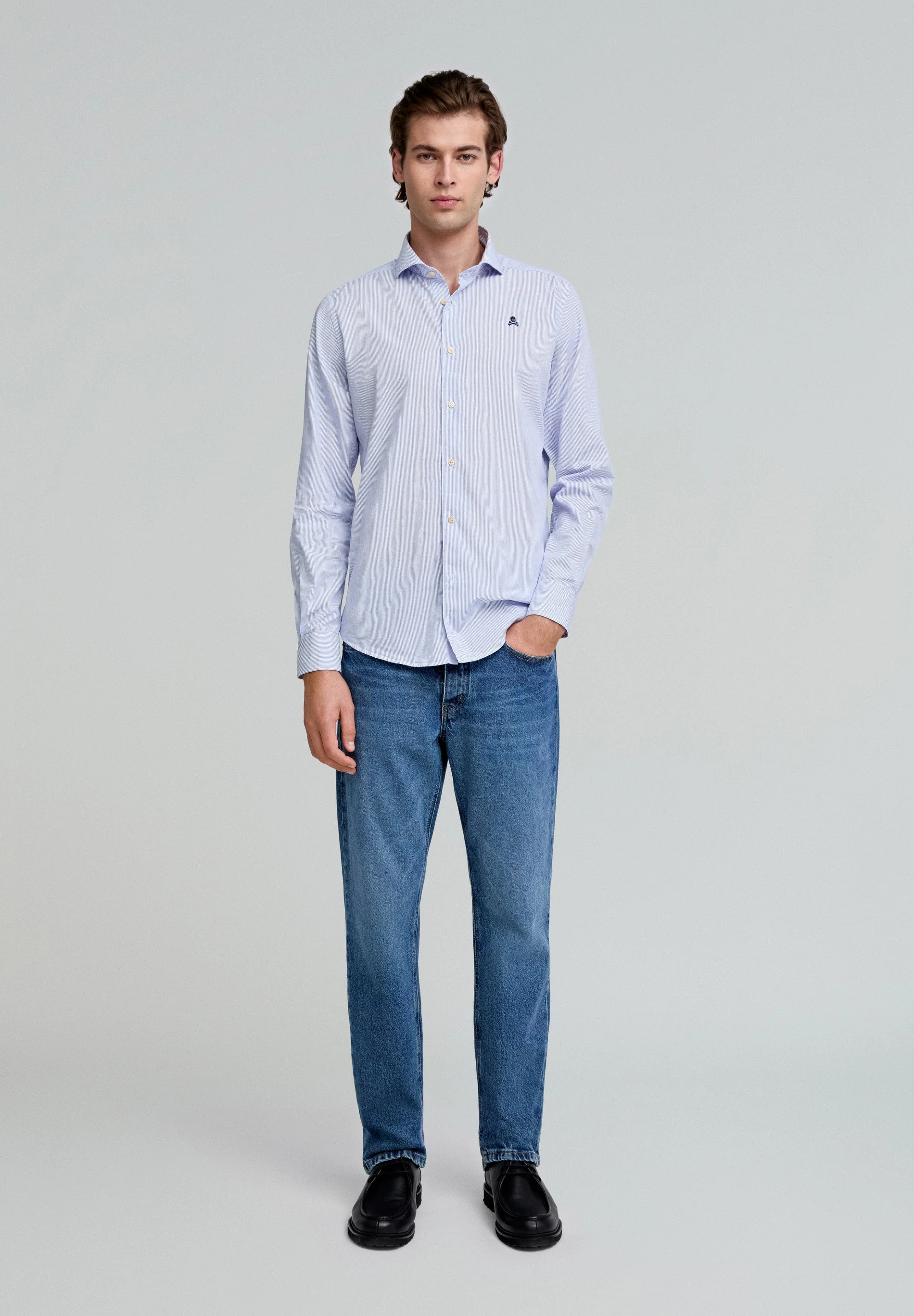 CONTRAST SKULL STRIPED FORMAL SHIRT - Image 3