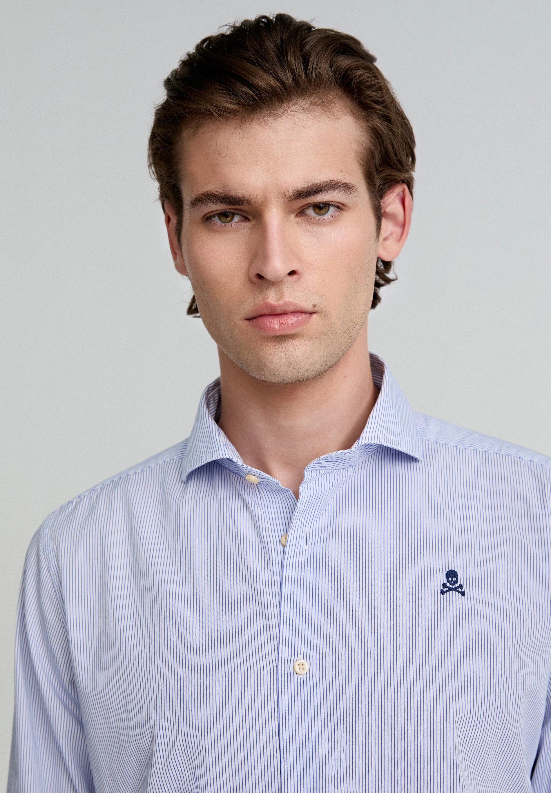 CONTRAST SKULL STRIPED FORMAL SHIRT - Image 4