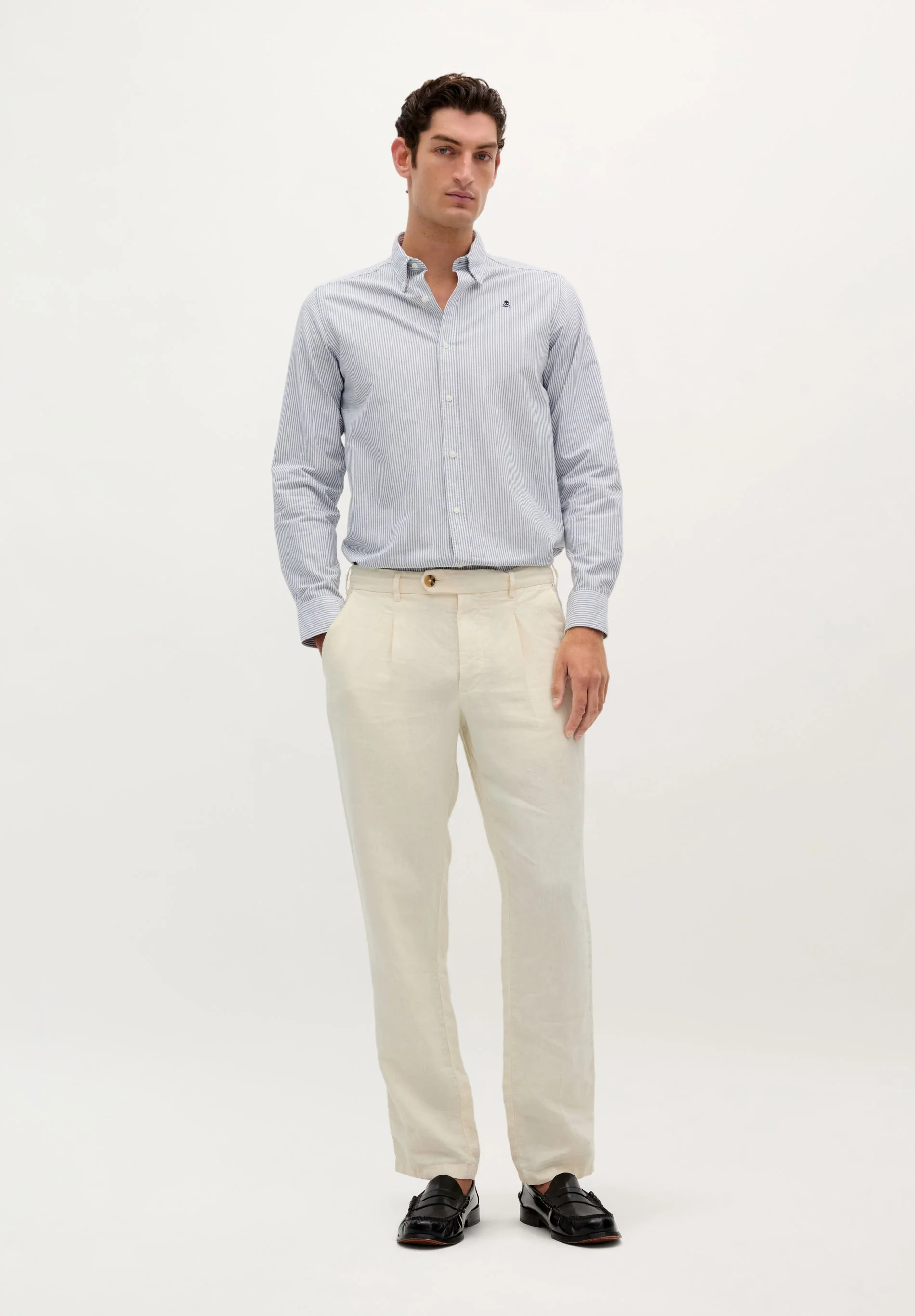 OXFORD SHIRT WITH CONTRAST SKULL PRINT - Image 2