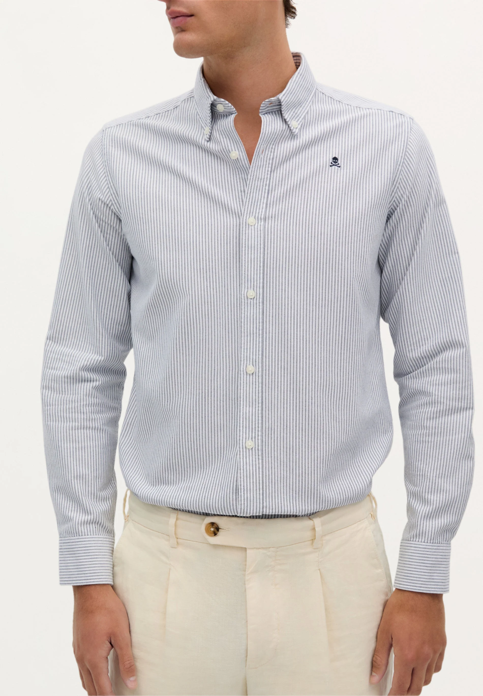 OXFORD SHIRT WITH CONTRAST SKULL PRINT - Image 3