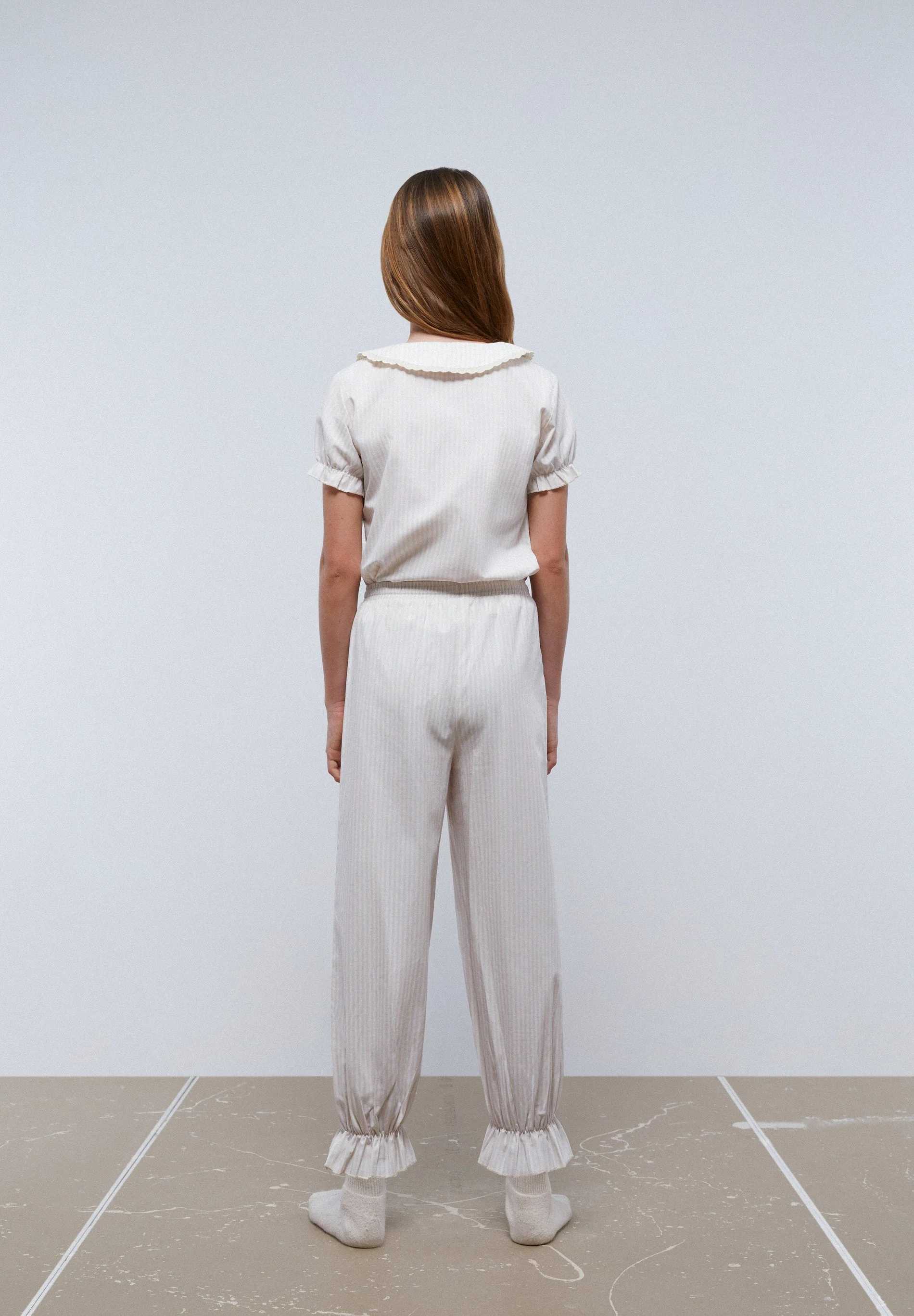 STRIPED PYJAMAS WITH EMBROIDERED COLLAR TRIM - Image 5