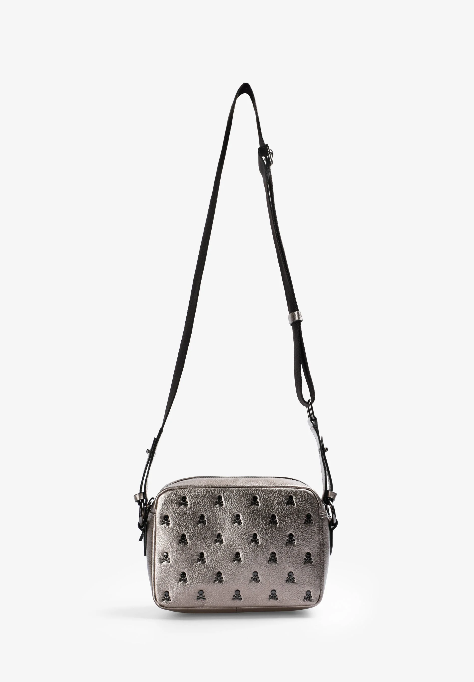 LEATHER CROSSBODY BAG WITH ALL-OVER SKULL PRINT - Image 5