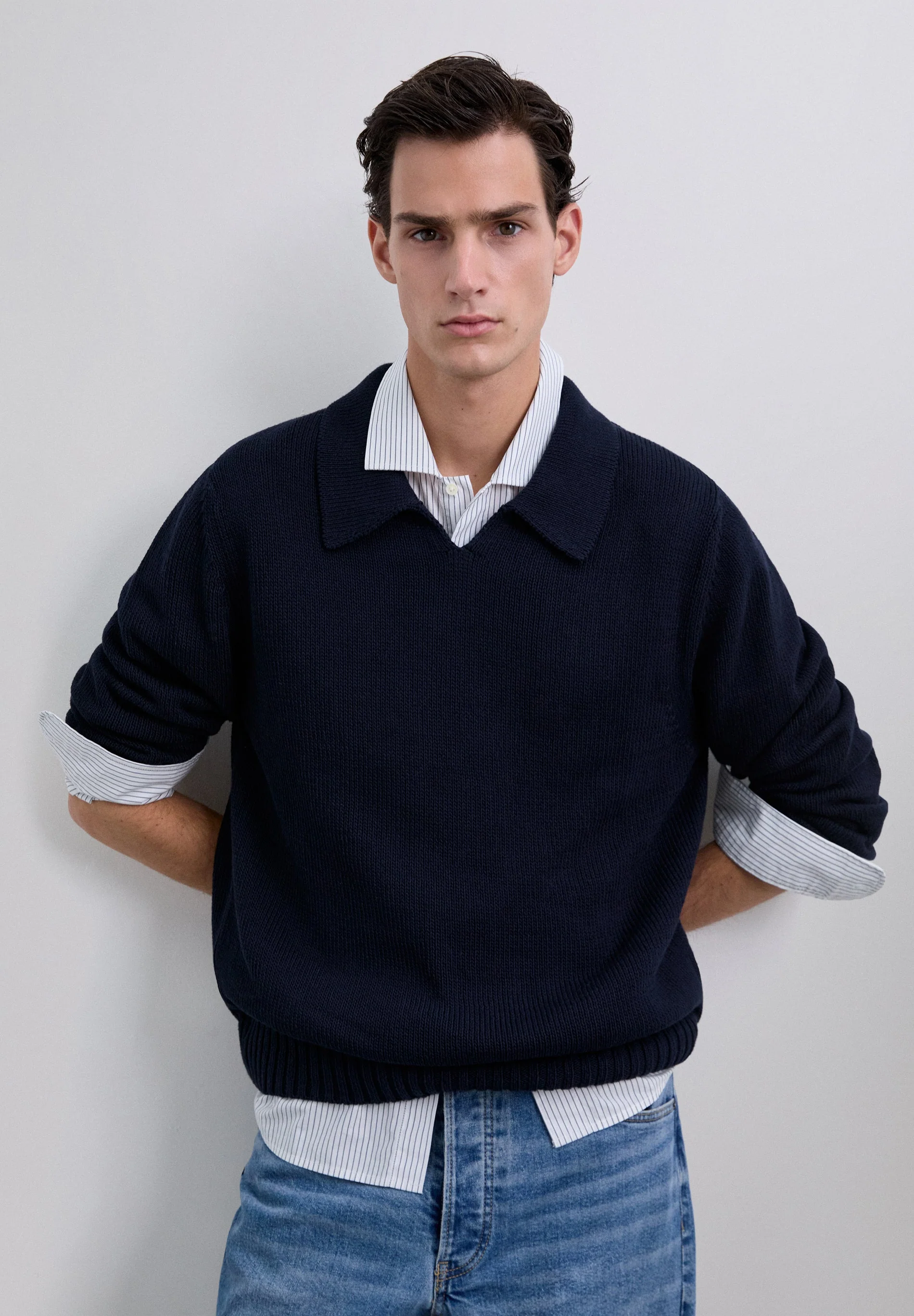 COTTON KNIT POLO SWEATER - Image 2