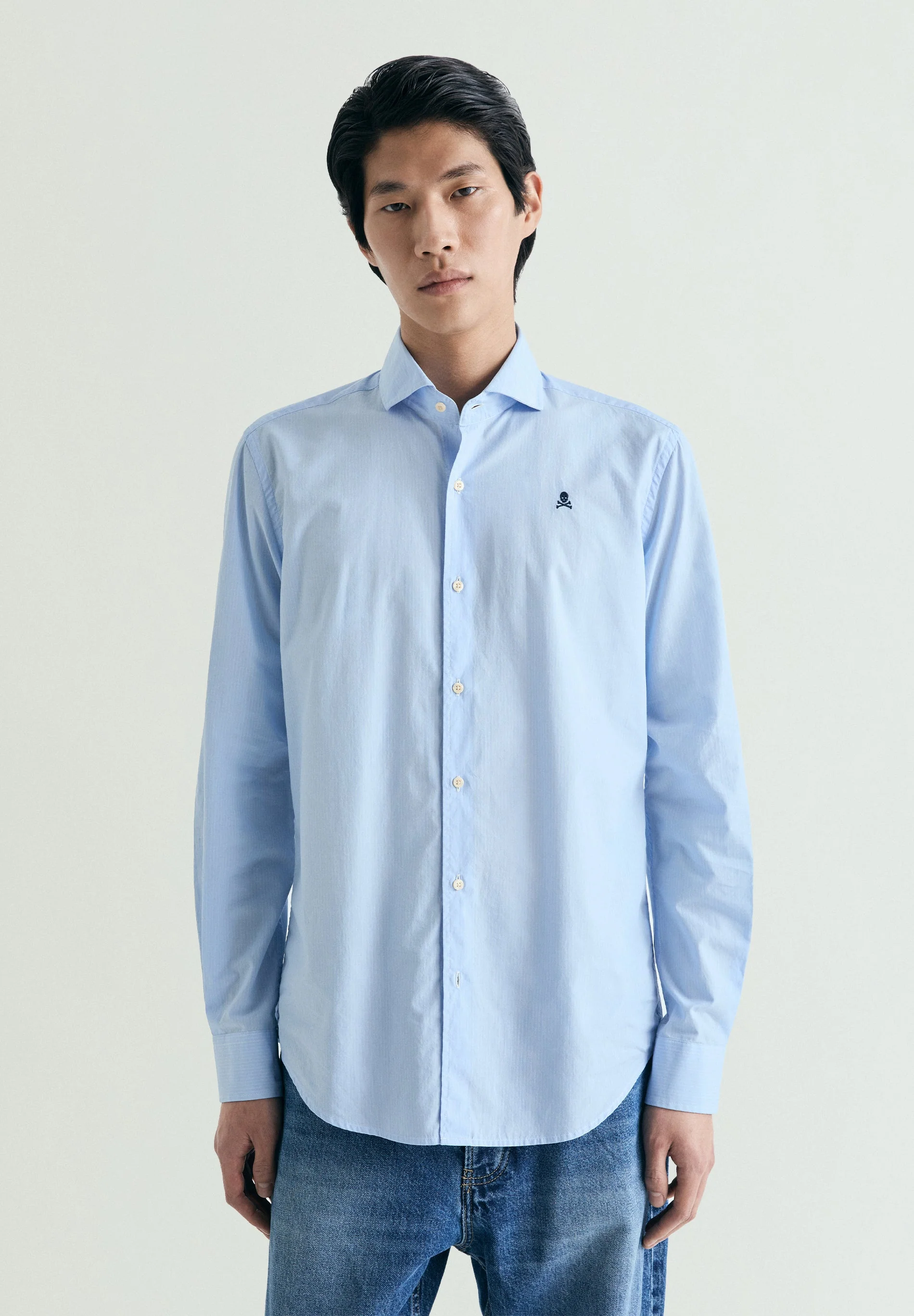 STRIPED SHIRT WITH CONTRAST EMBROIDERY