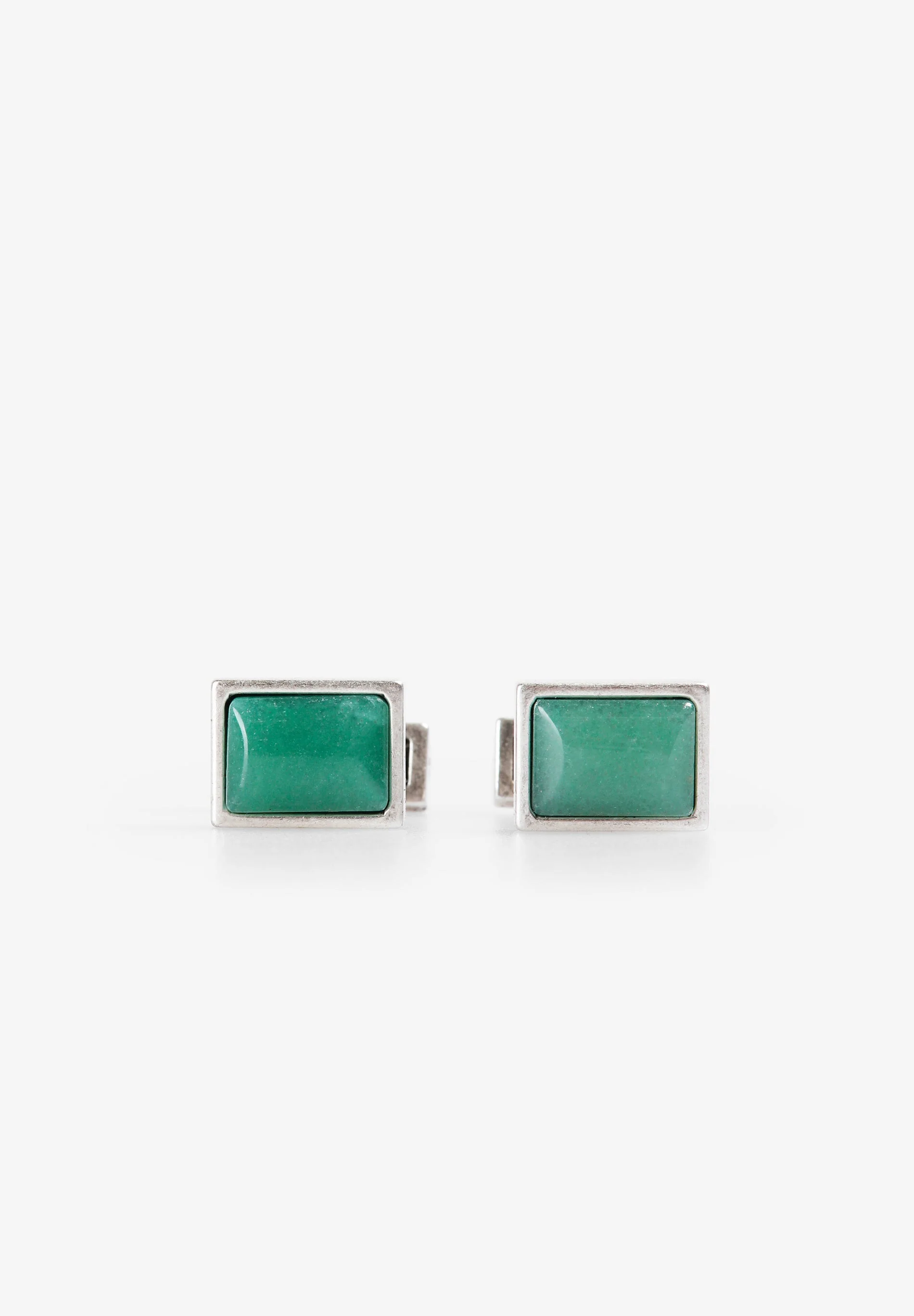 SILVER NATURAL STONE CUFFLINKS