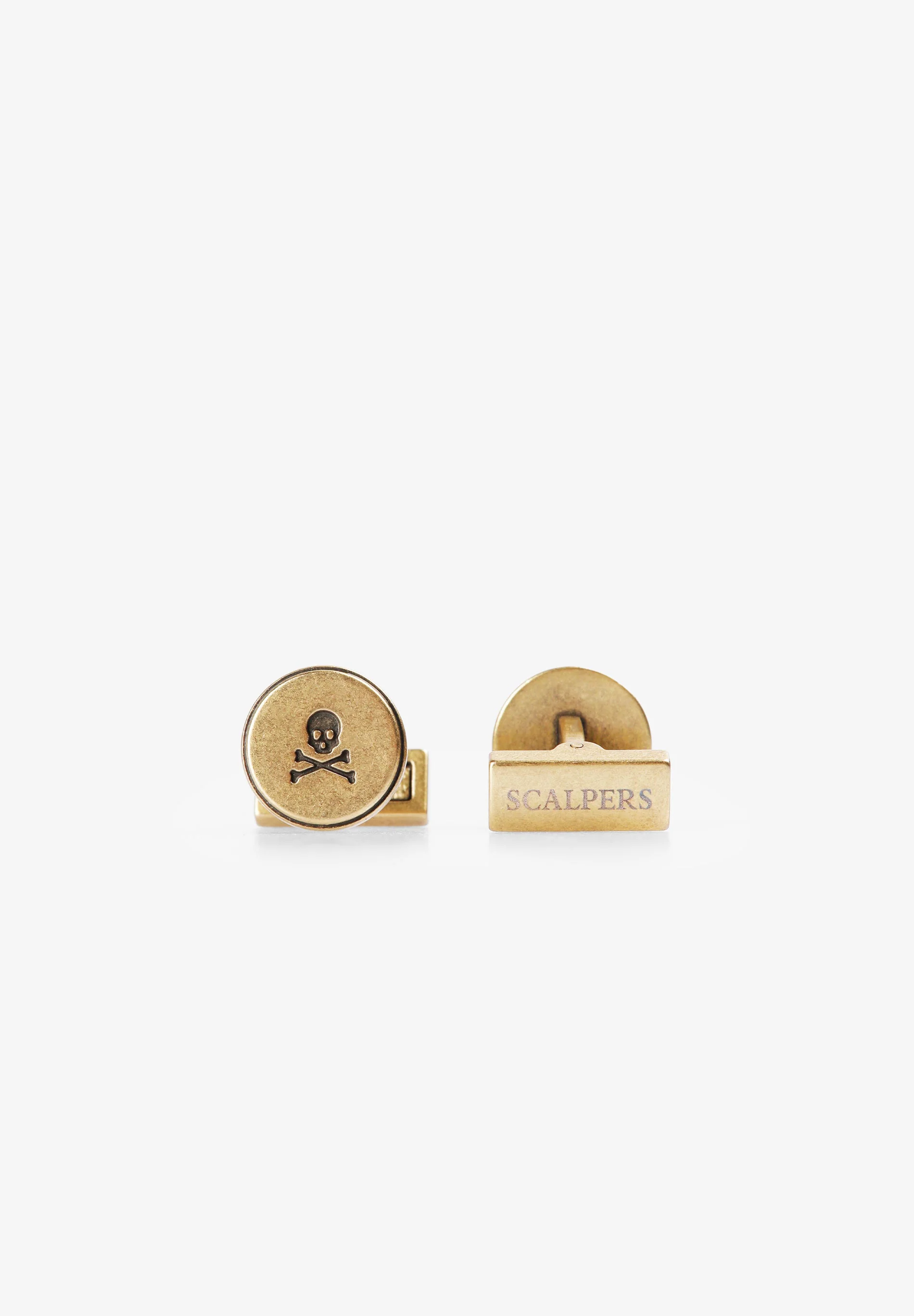 ENGRAVED SKULL BRASS CUFFLINKS - Image 2