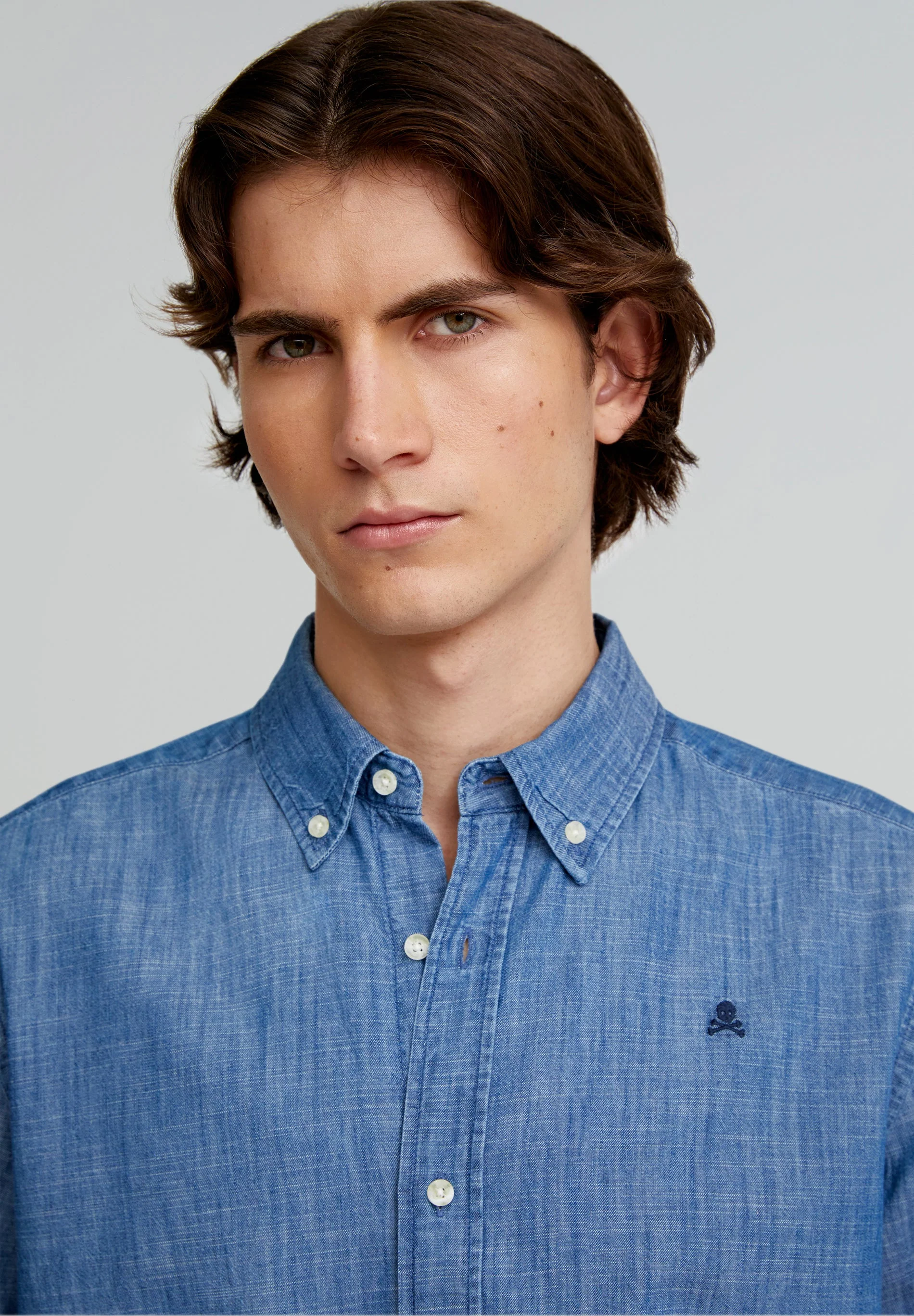 BUTTON-DOWN COLLAR DENIM SHIRT - Image 5