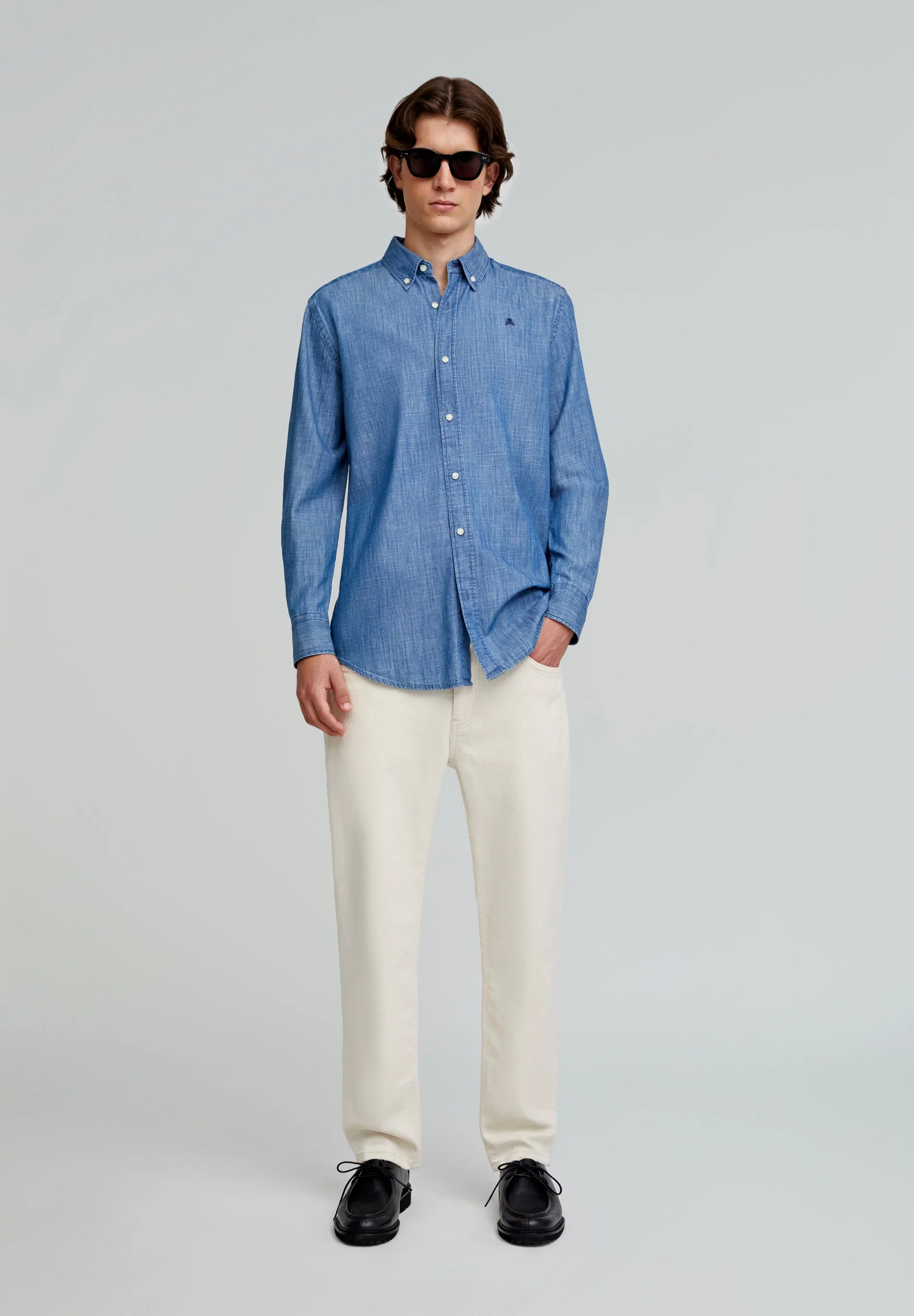 BUTTON-DOWN COLLAR DENIM SHIRT - Image 7