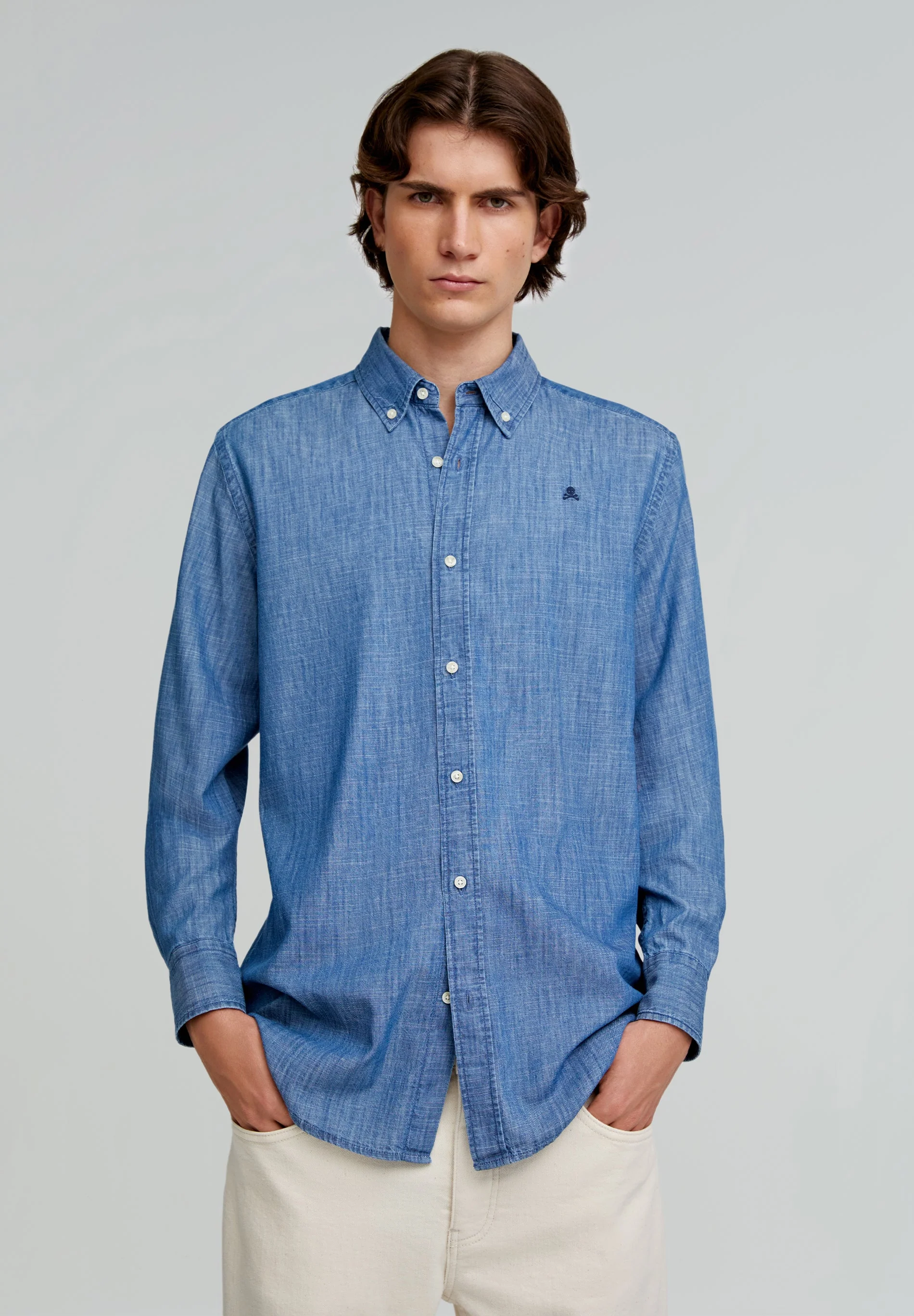 BUTTON-DOWN COLLAR DENIM SHIRT - Image 8