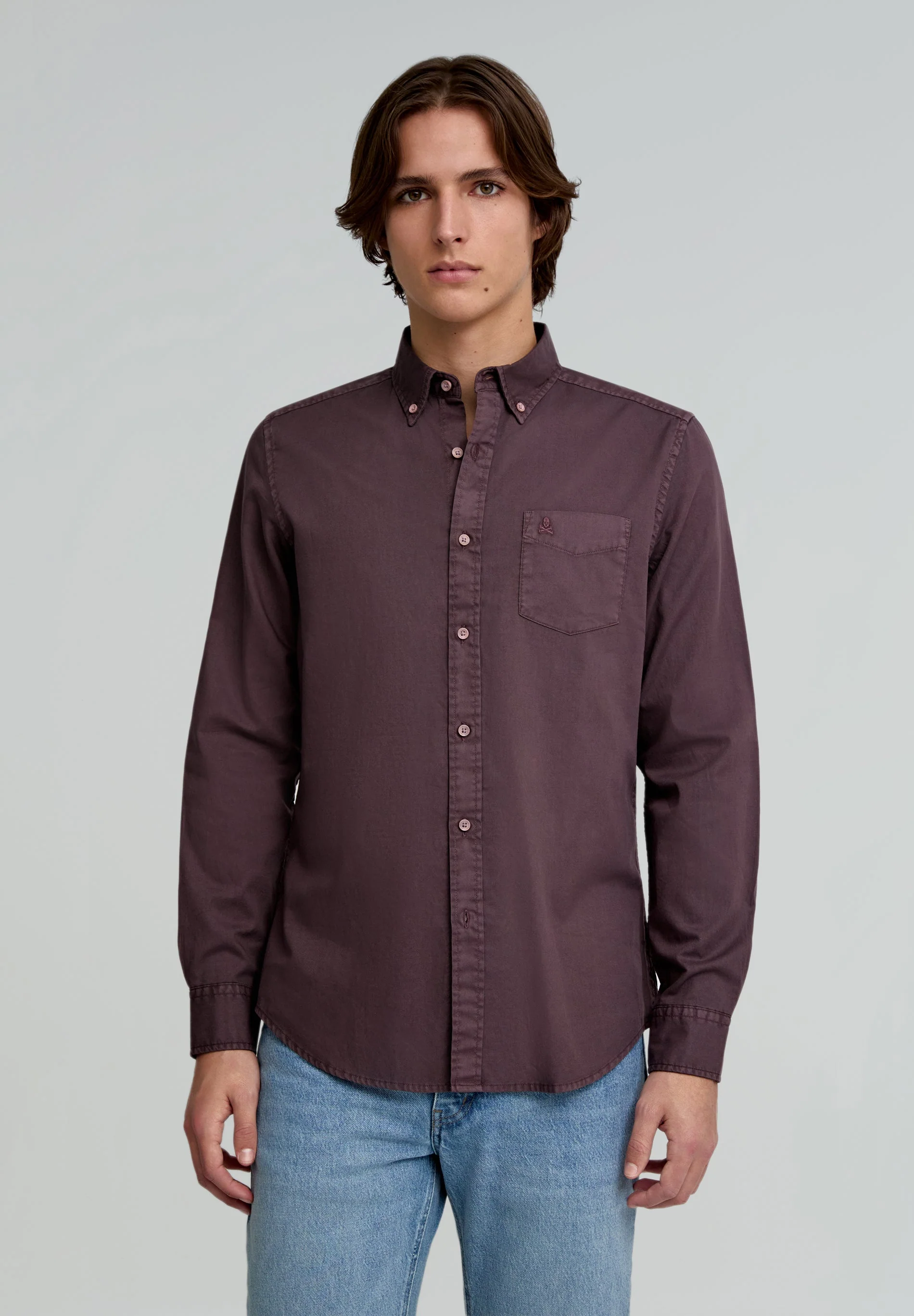 COTTON SHIRT WITH BUTTON-DOWN COLLAR - Image 3