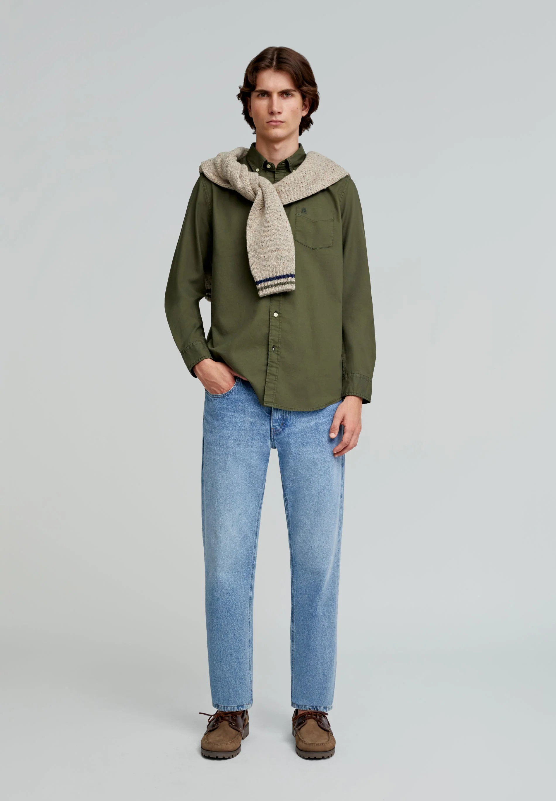 COTTON SHIRT WITH BUTTON-DOWN COLLAR - Image 5