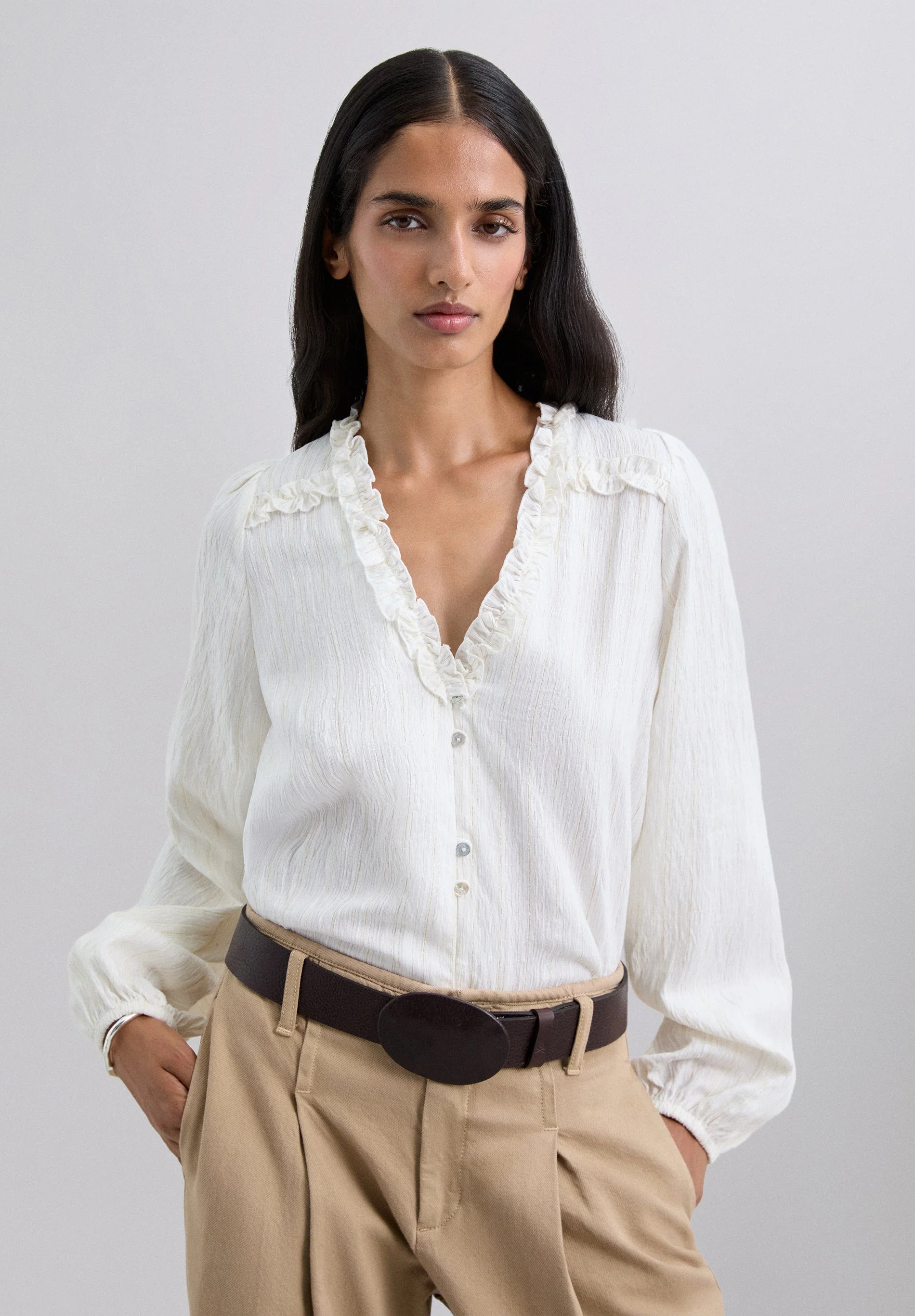 METALLIC THREAD BLOUSE WITH RUFFLES - Image 2