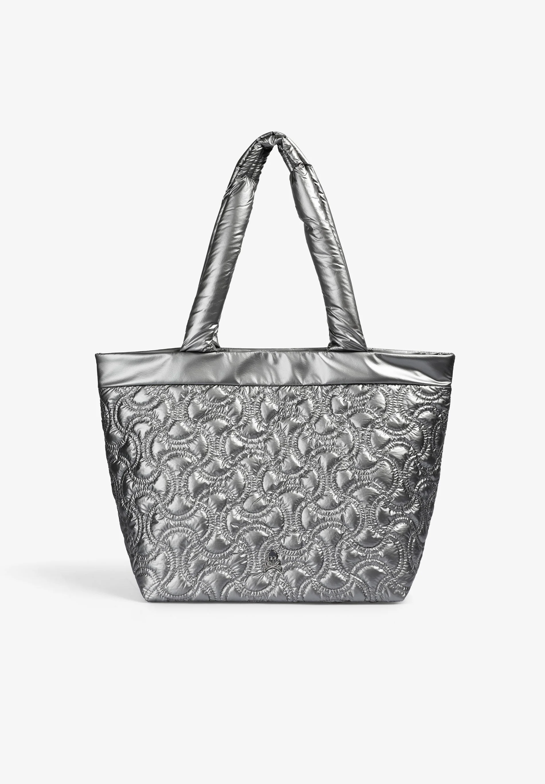 QUILTED SKULL TOTE BAG