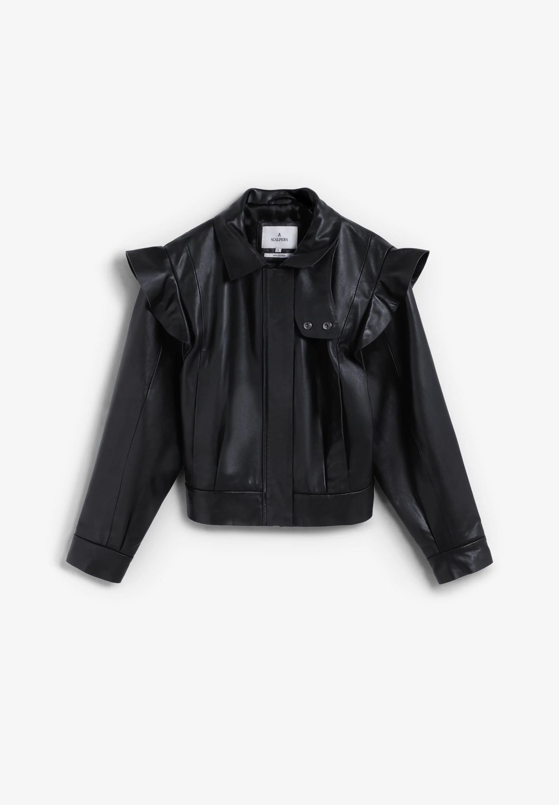 LEATHER BOMBER JACKET WITH RUFFLES - Image 5