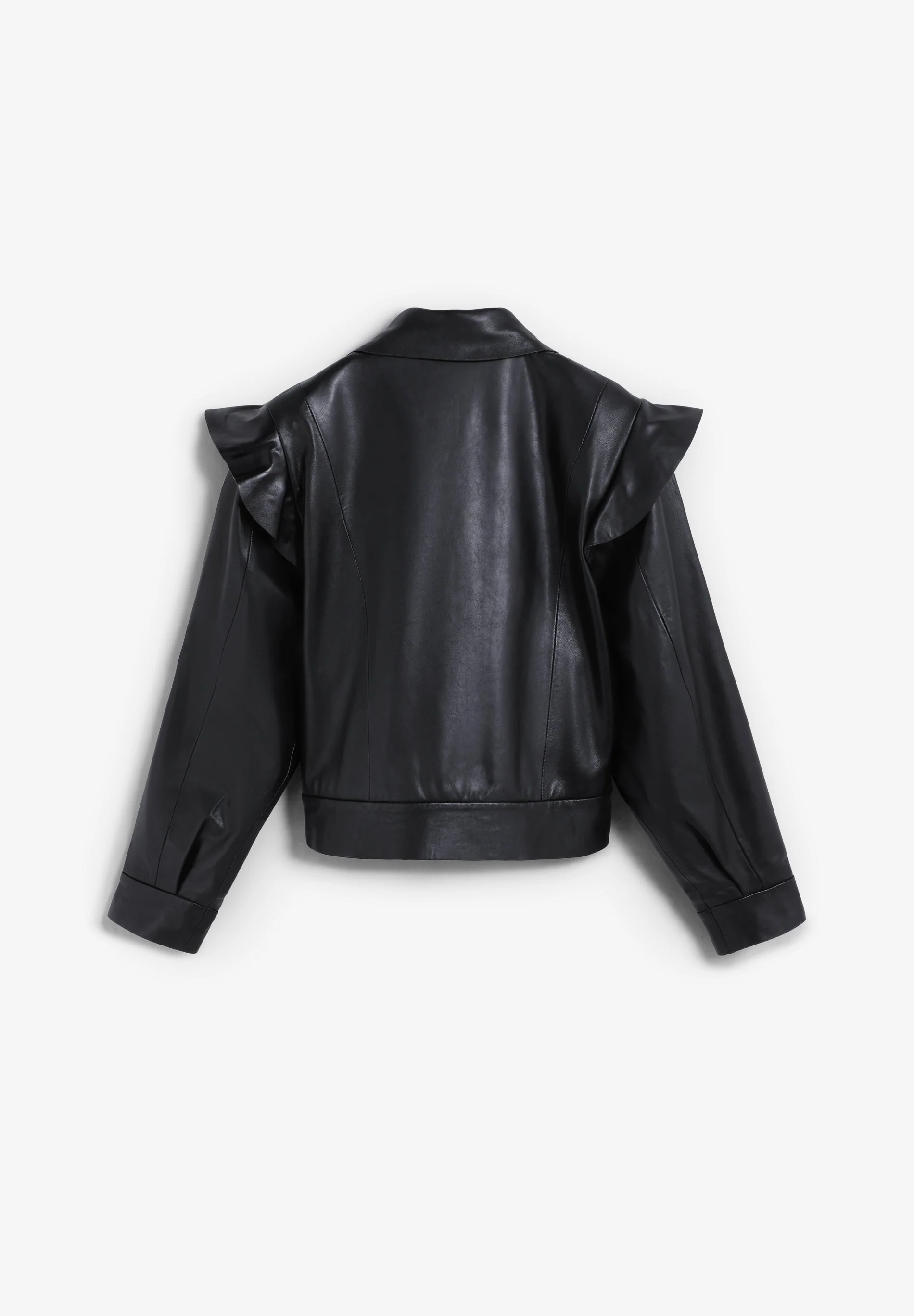 LEATHER BOMBER JACKET WITH RUFFLES - Image 6