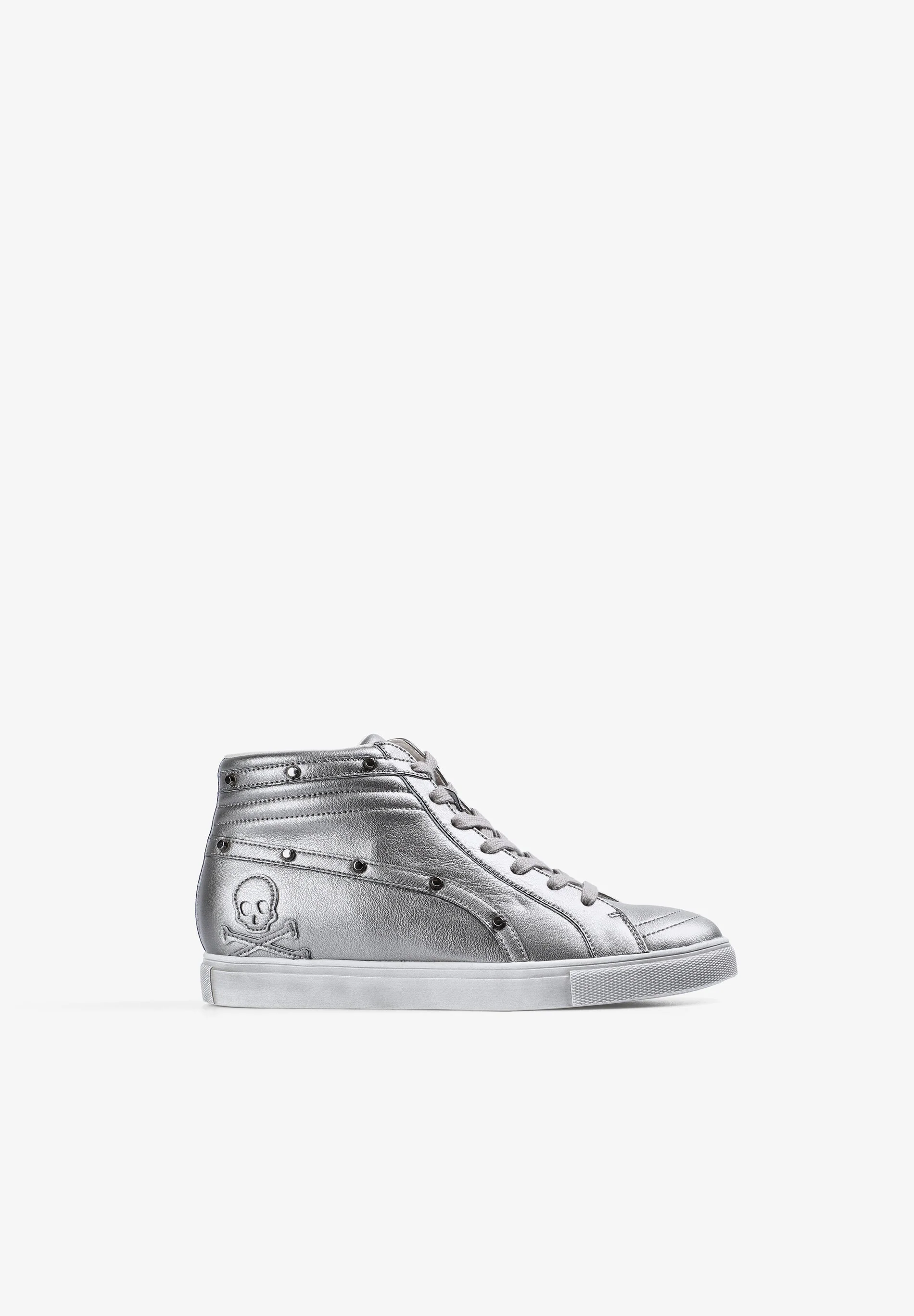 HIGH TOP LEATHER SKULL SNEAKERS