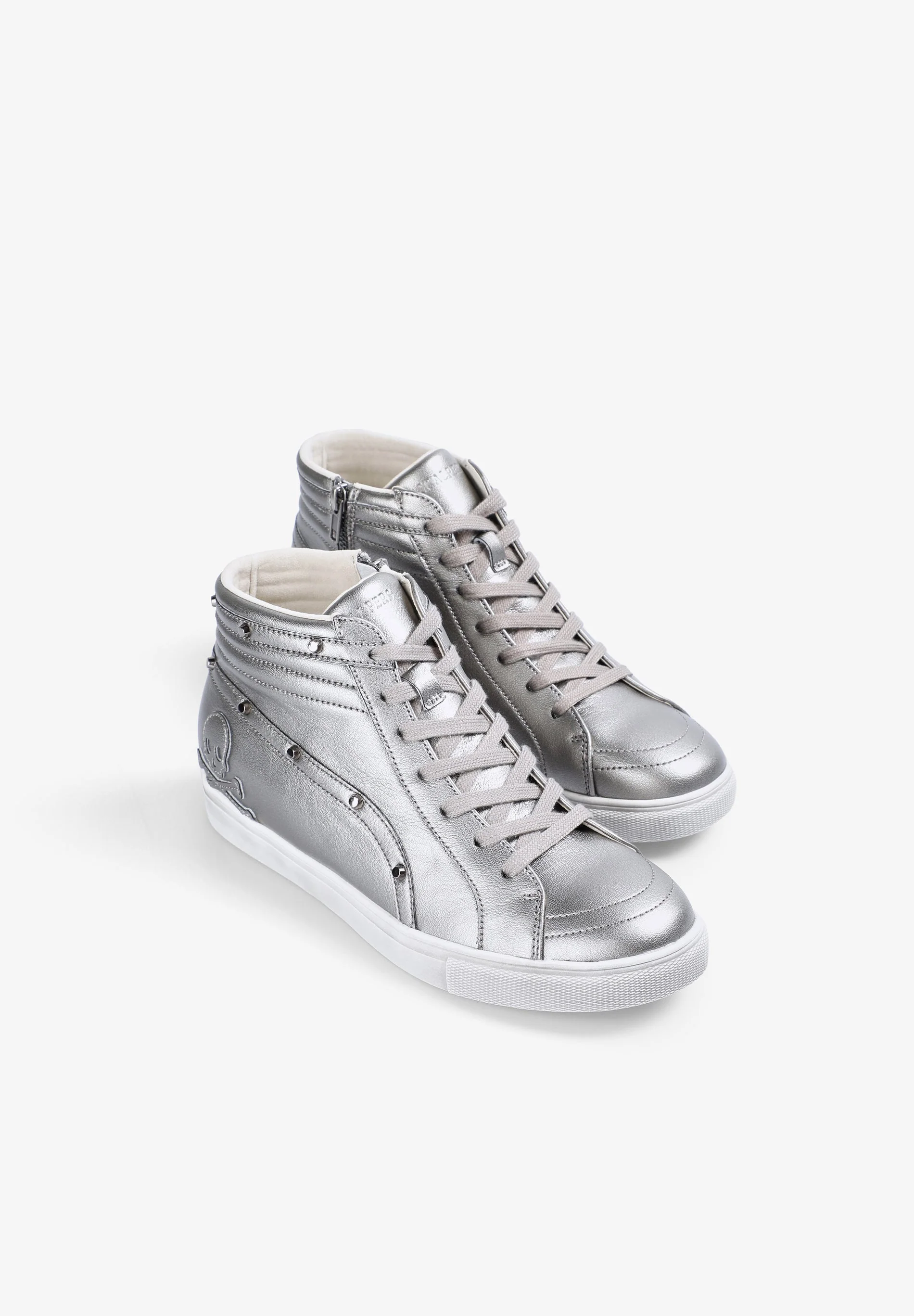 HIGH TOP LEATHER SKULL SNEAKERS - Image 2