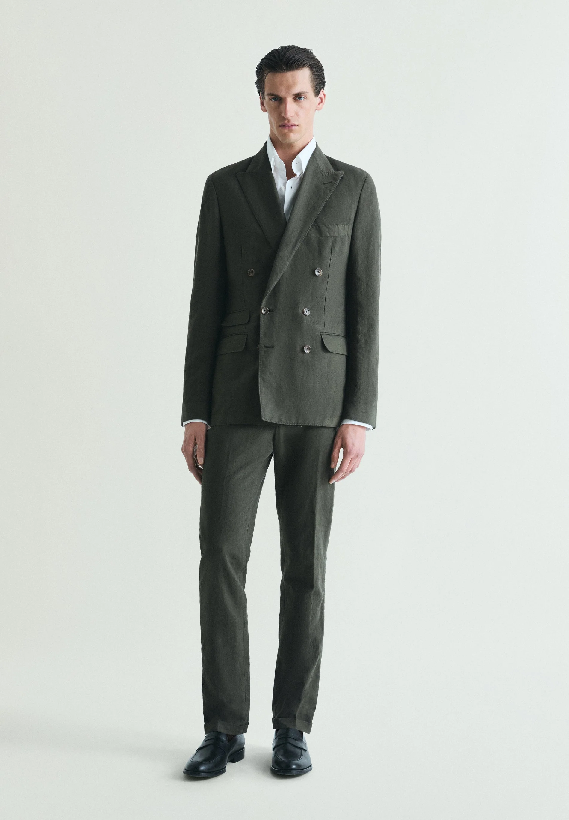 DOUBLE-BREASTED LINEN SUIT BLAZER - Image 3