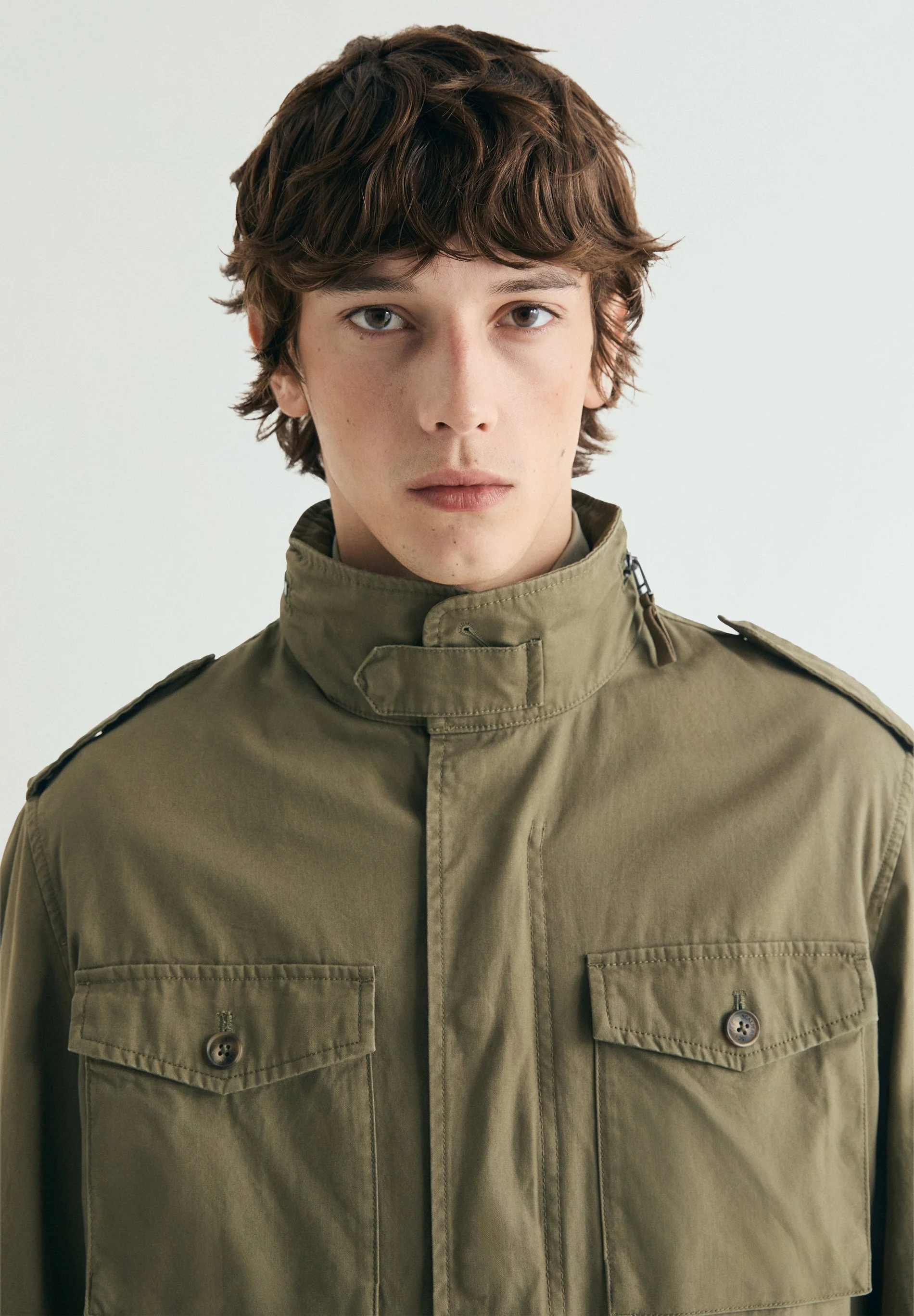 MILITARY JACKET WITH CONCEALED HOOD - Image 5