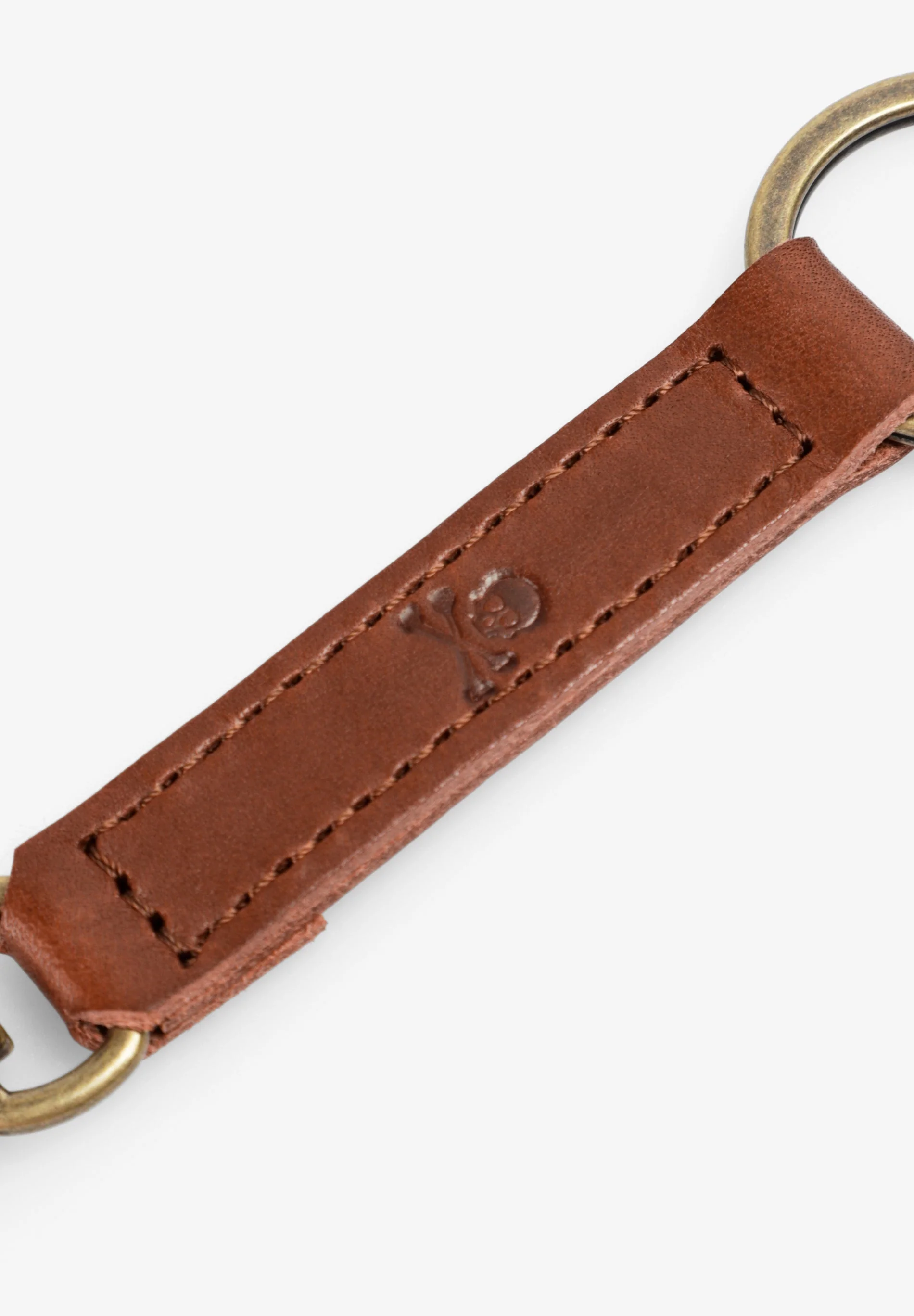 LEATHER KEYCHAIN WITH EMBOSSED SKULL - Image 4