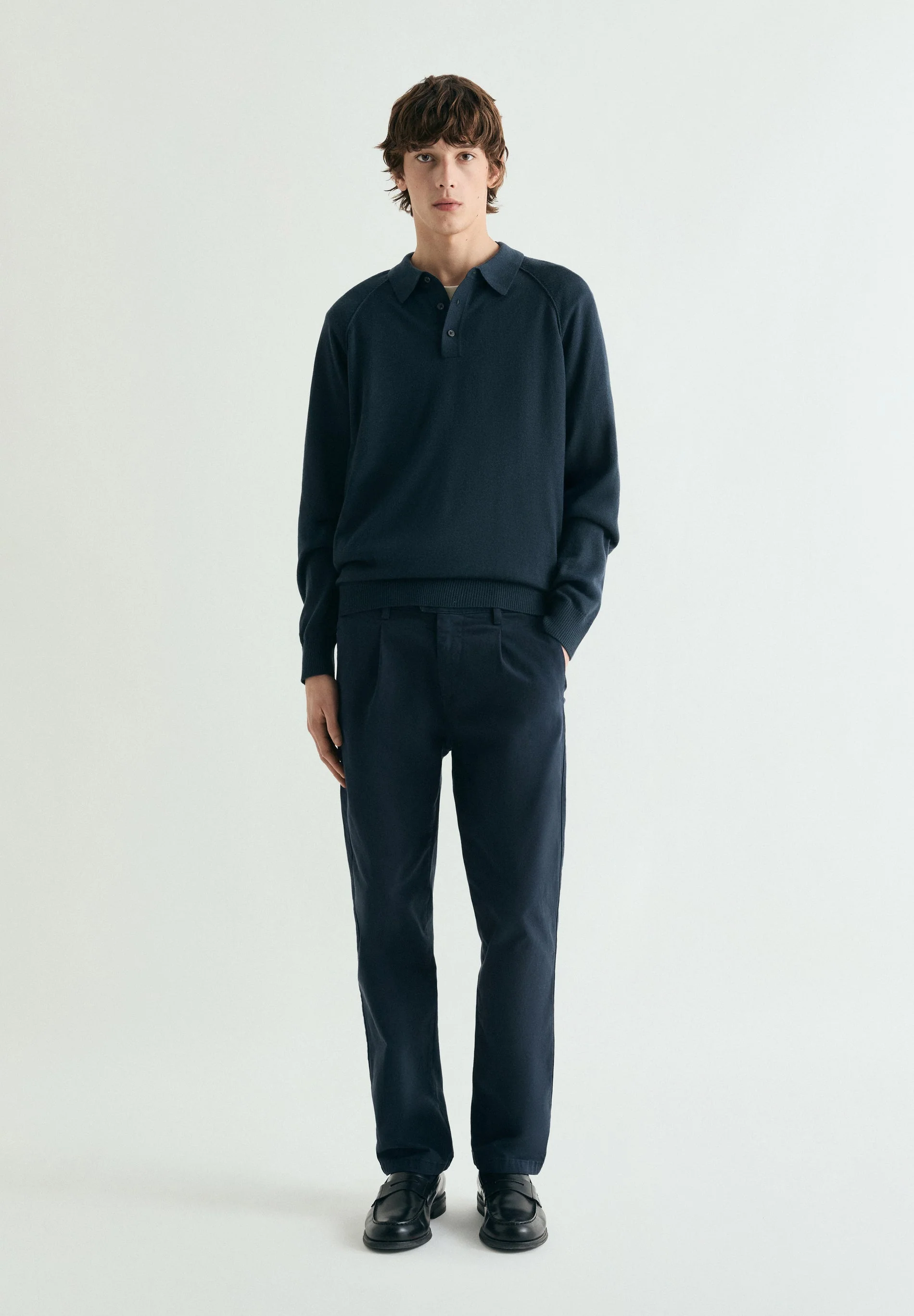 RAGLAN SLEEVE SWEATER WITH POLO SHIRT COLLAR - Image 2
