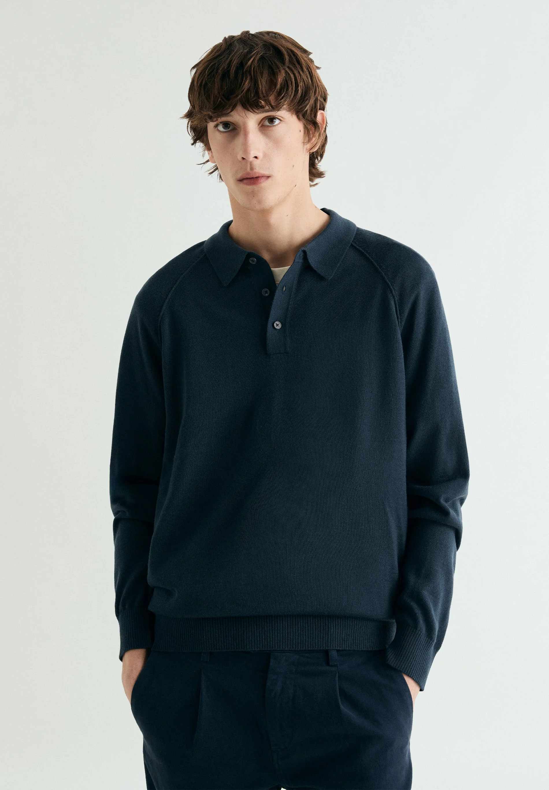 RAGLAN SLEEVE SWEATER WITH POLO SHIRT COLLAR - Image 3