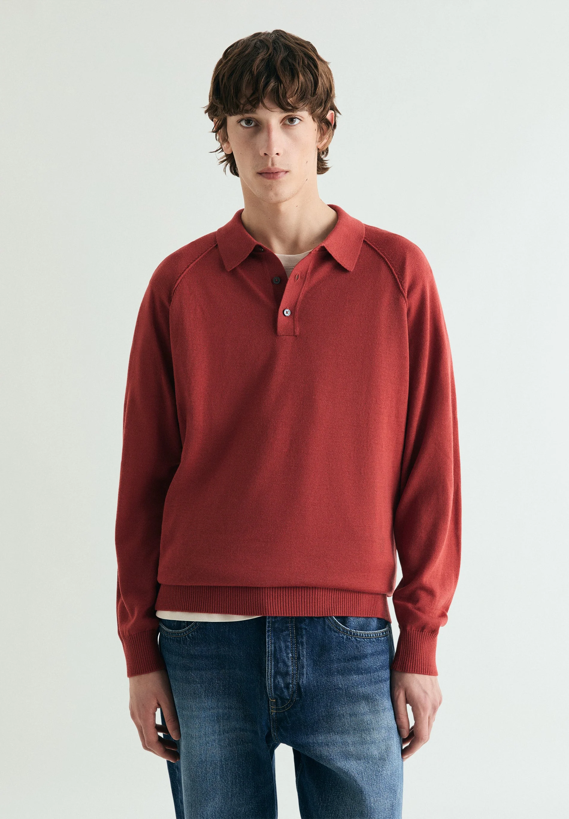 RAGLAN SLEEVE SWEATER WITH POLO SHIRT COLLAR - Image 2