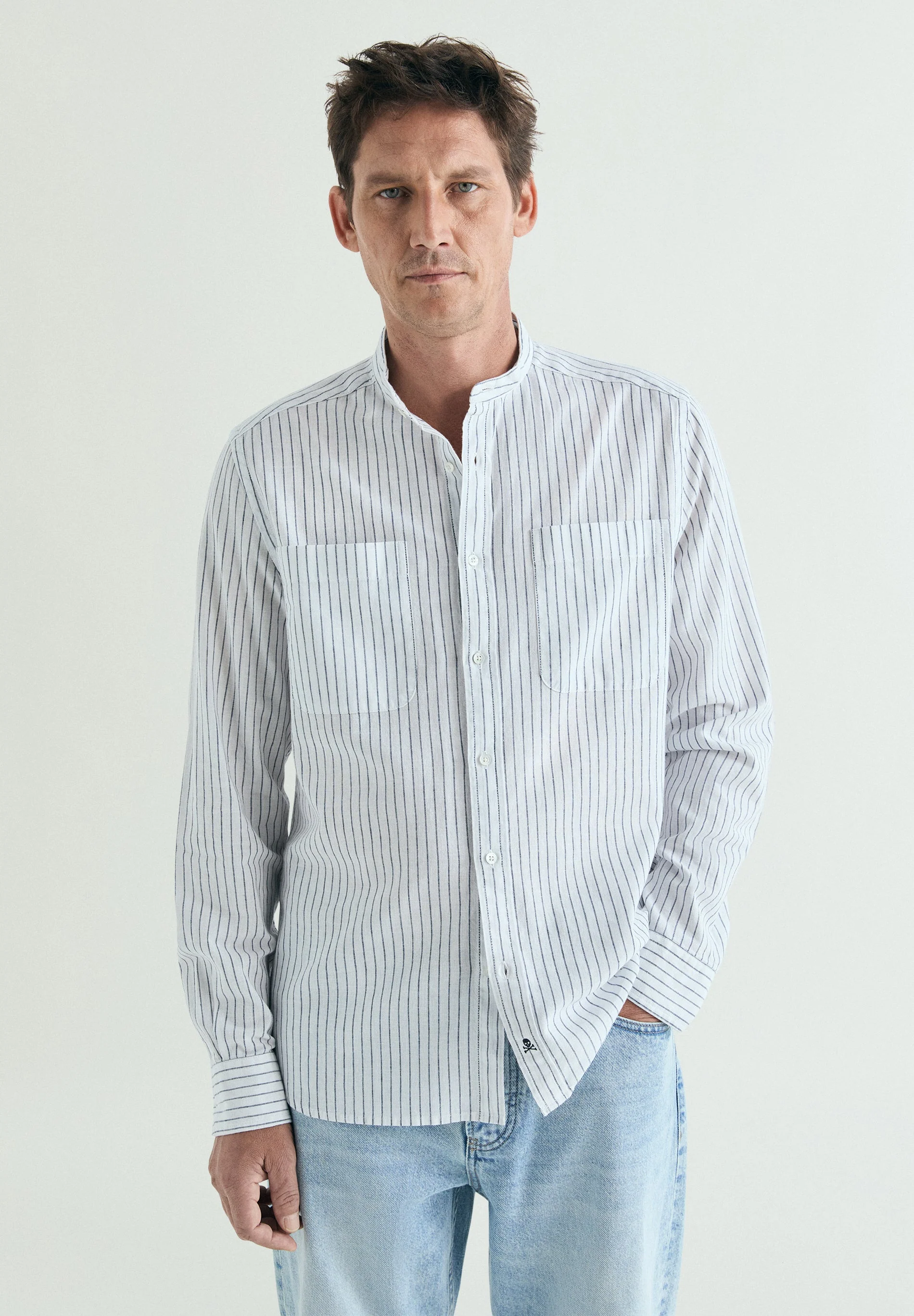SCLINEN POCKET MAO SHIRT
