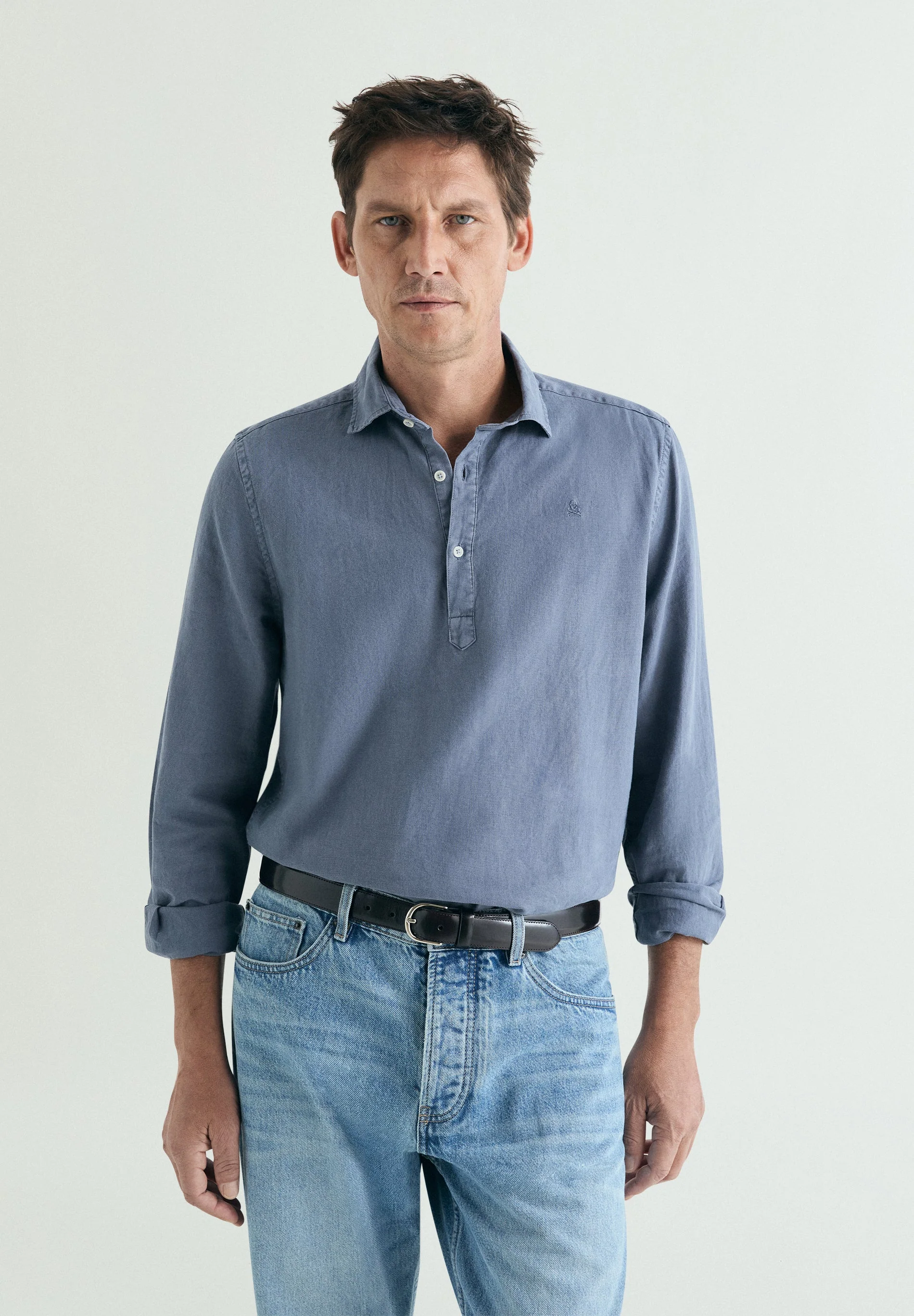 REGULAR FIT LINEN POLO SHIRT