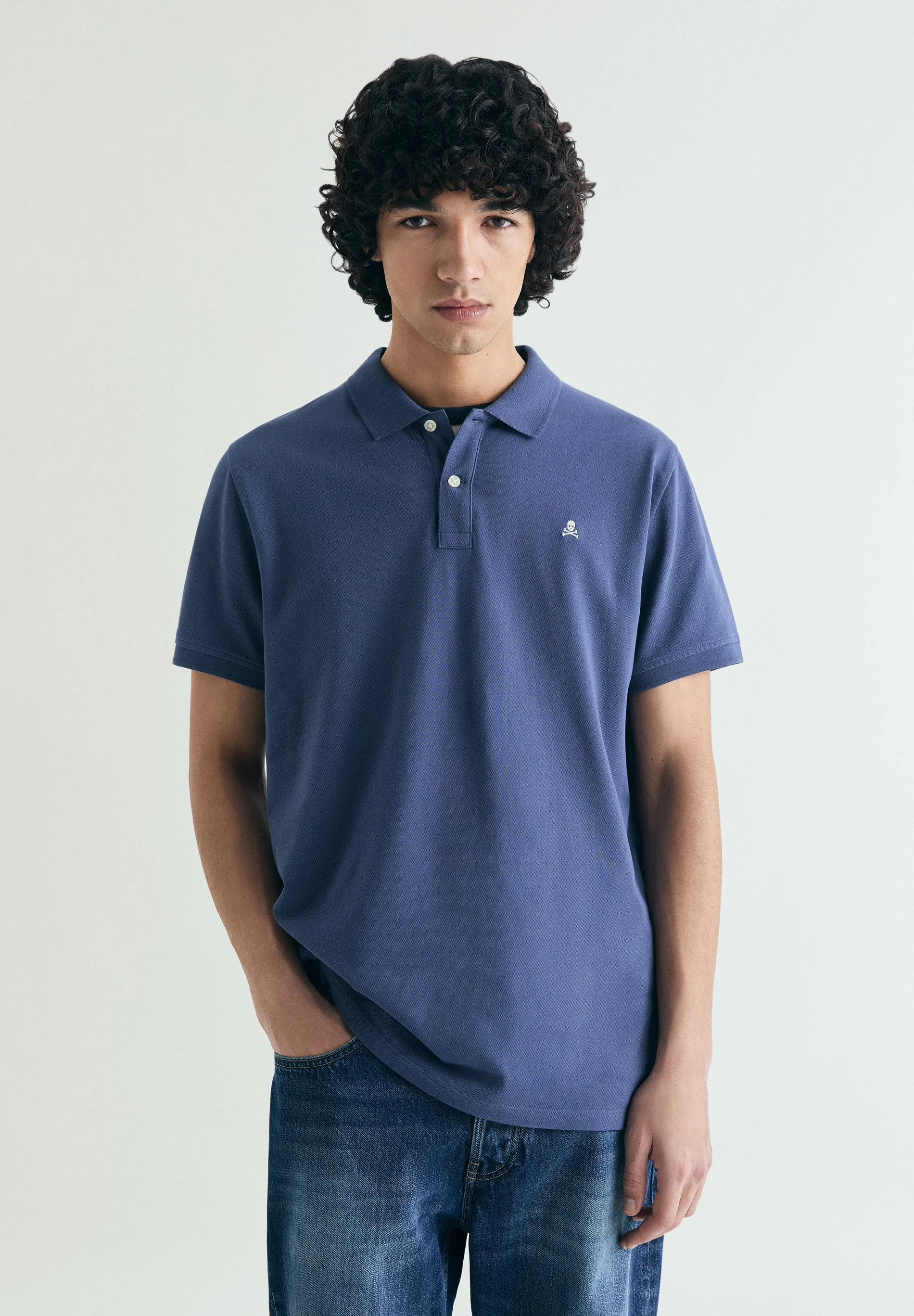 PIQUÉ POLO SHIRT WITH CONTRAST SKULL
