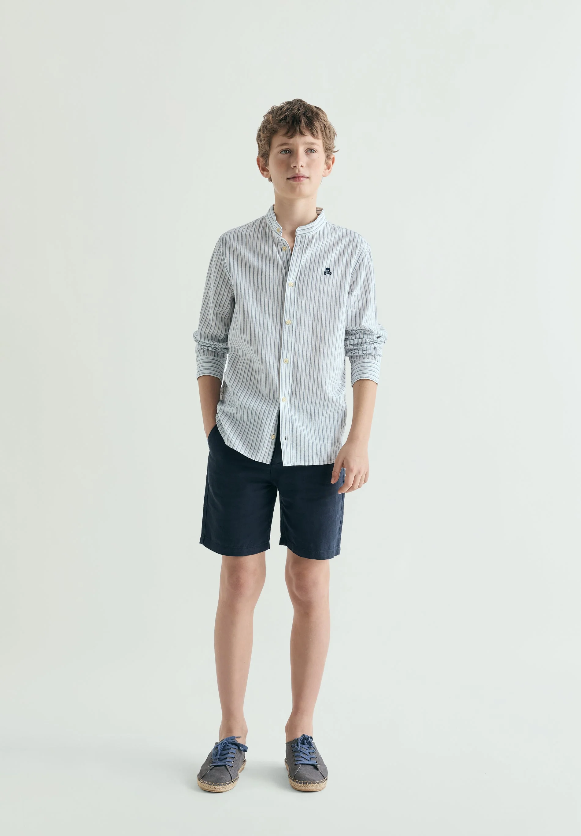 STRIPE SHIRT WITH STAND-UP COLLAR - Image 3