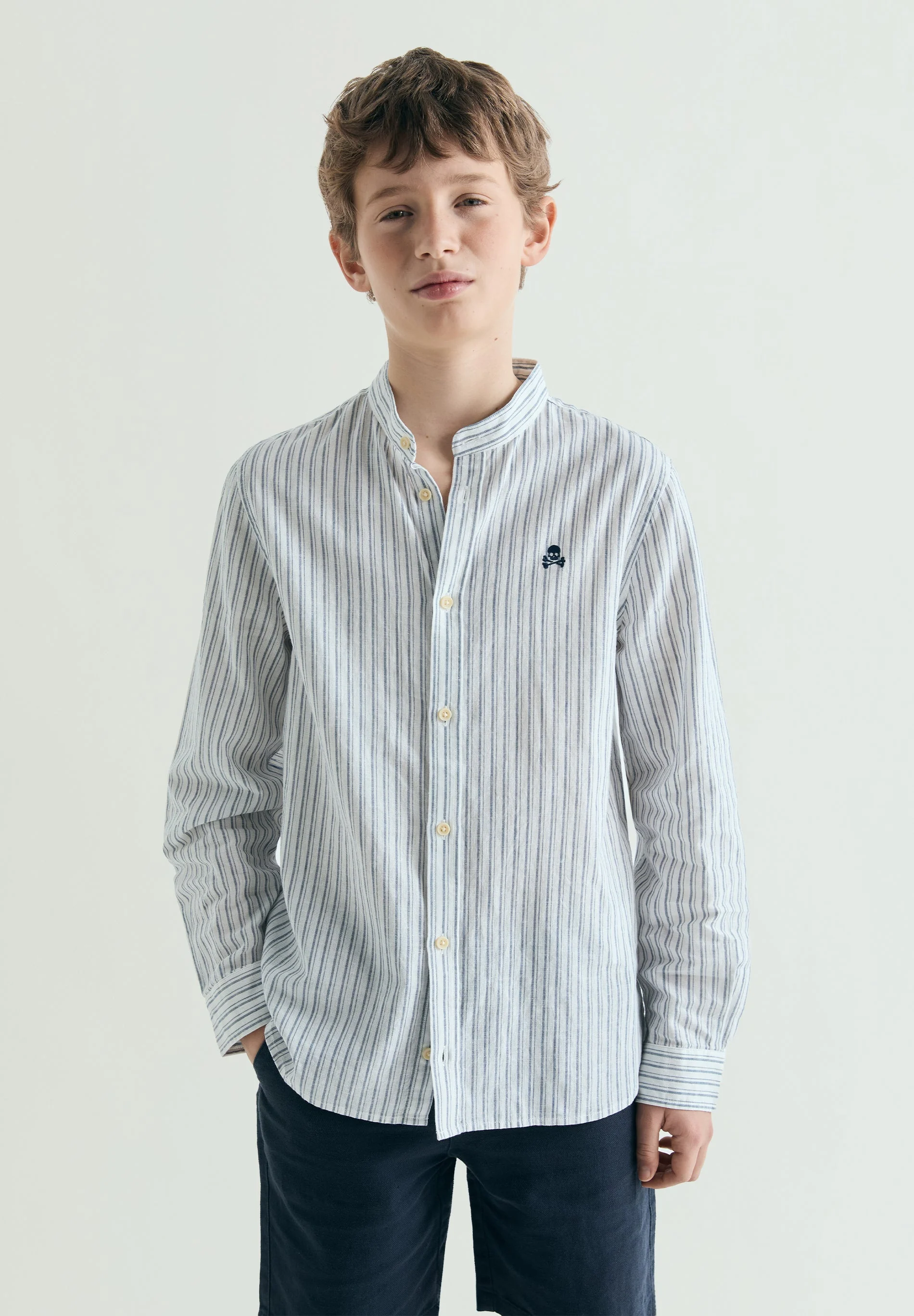 STRIPE SHIRT WITH STAND-UP COLLAR - Image 4