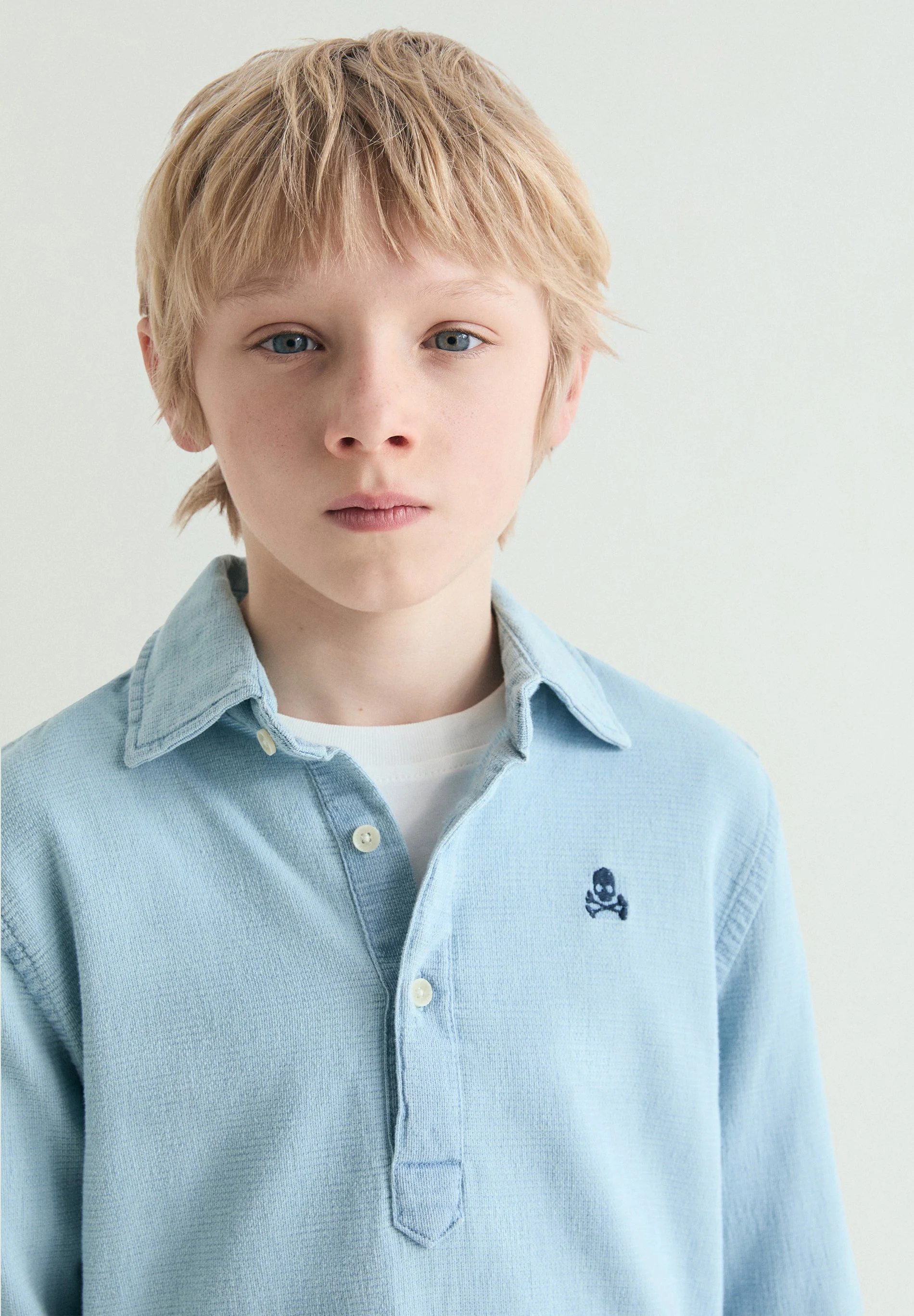 LONG SLEEVE DENIM POLO SHIRT - Image 2