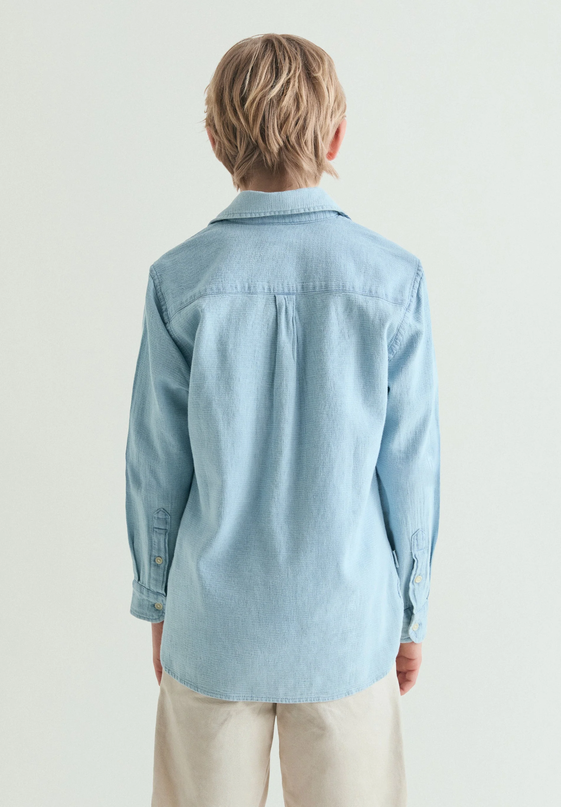 LONG SLEEVE DENIM POLO SHIRT - Image 4