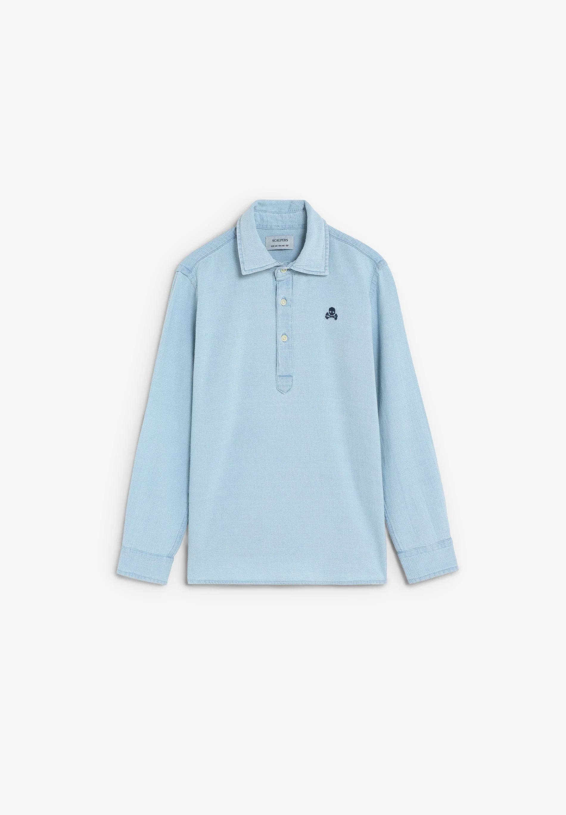 LONG SLEEVE DENIM POLO SHIRT - Image 5