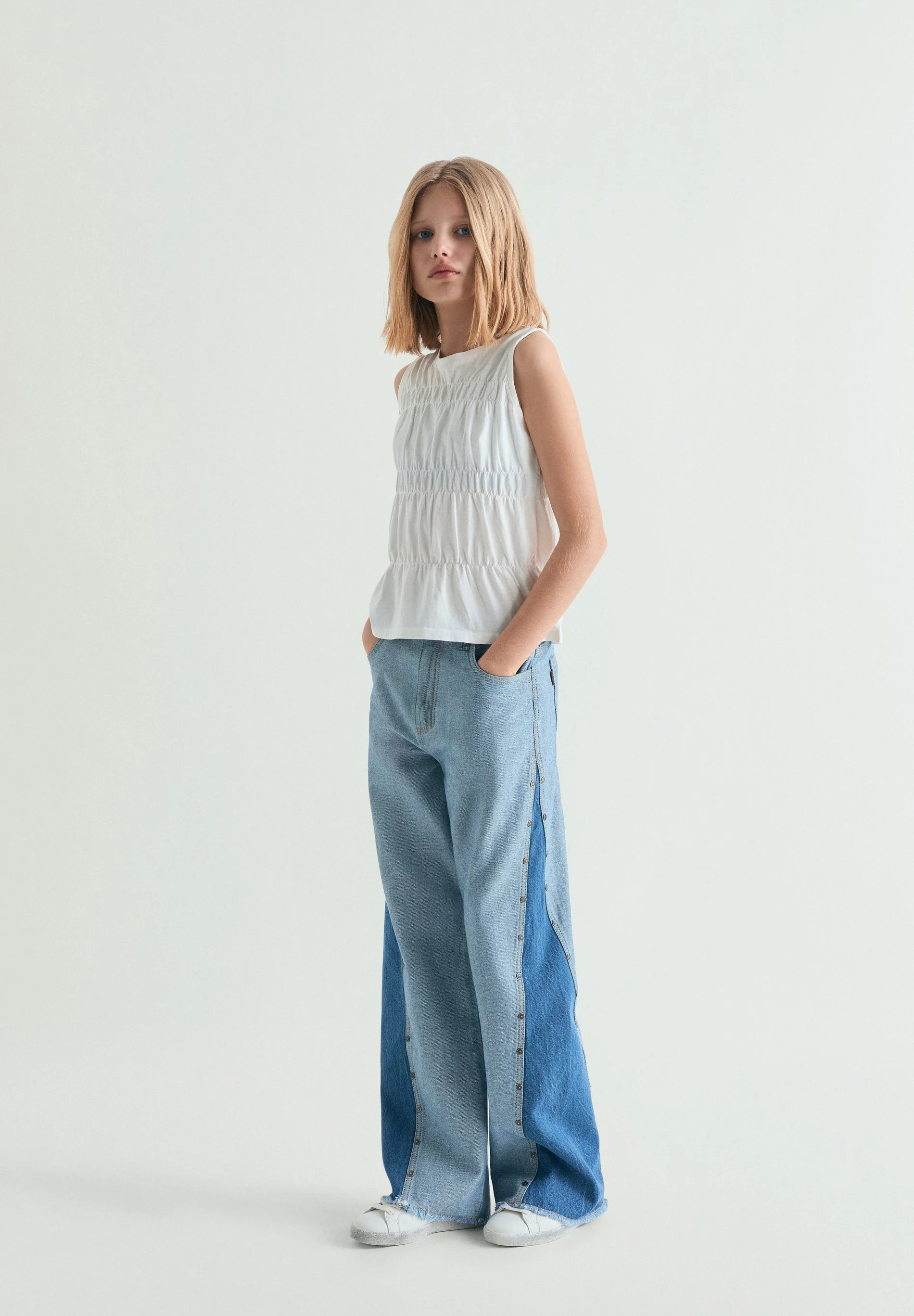 TWO-TONE WIDE LEG JEANS - Image 2