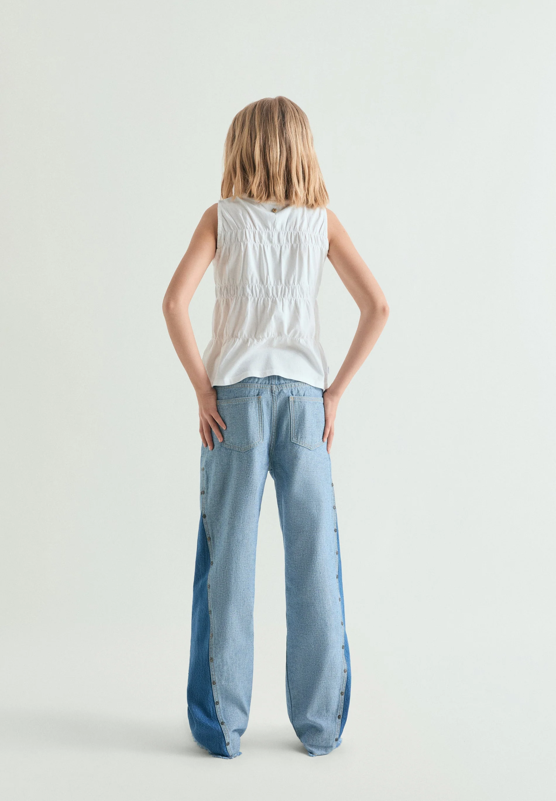 TWO-TONE WIDE LEG JEANS - Image 6
