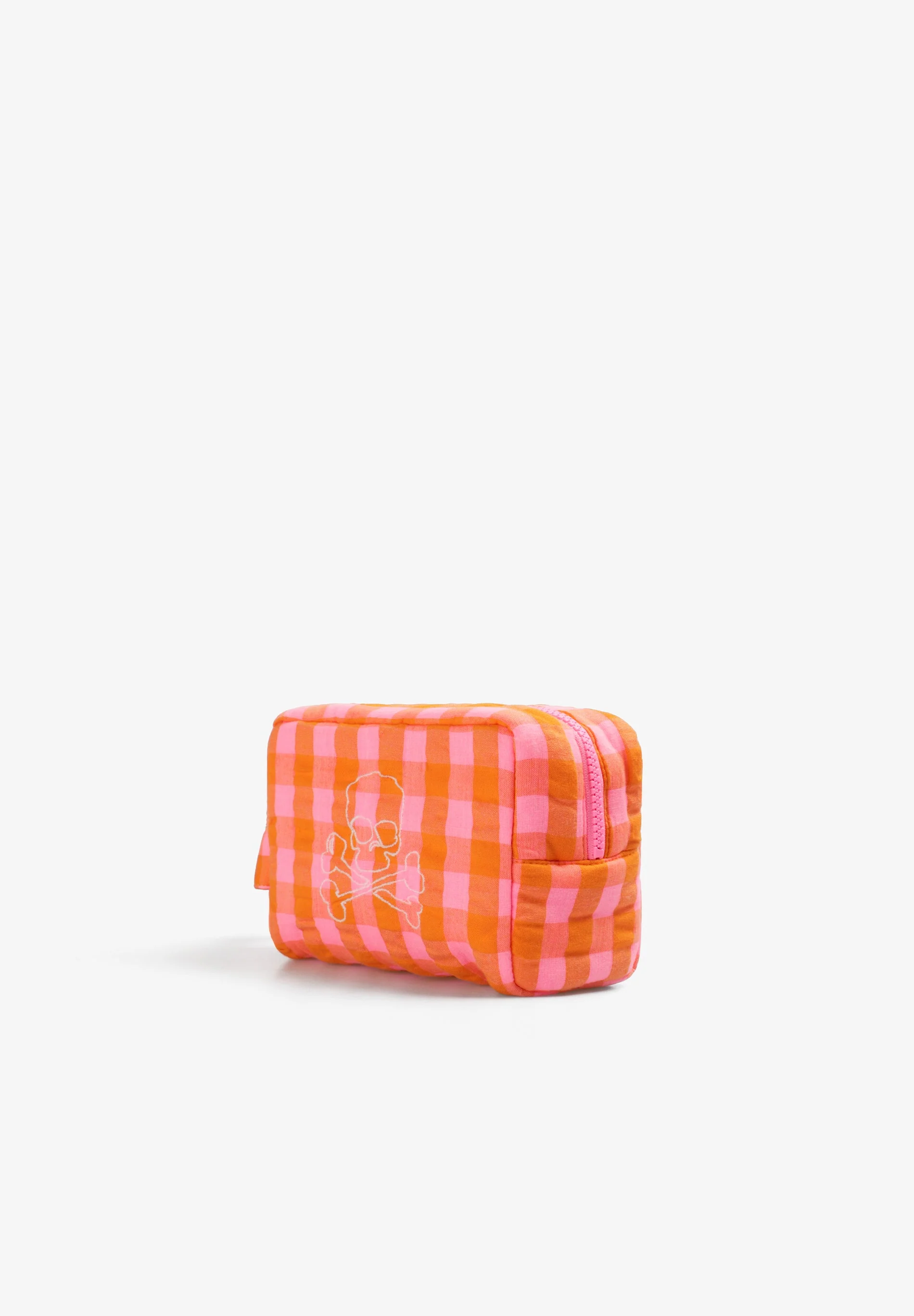 GINGHAM TOILETRY BAG WITH SIDE HANDLE - Image 3