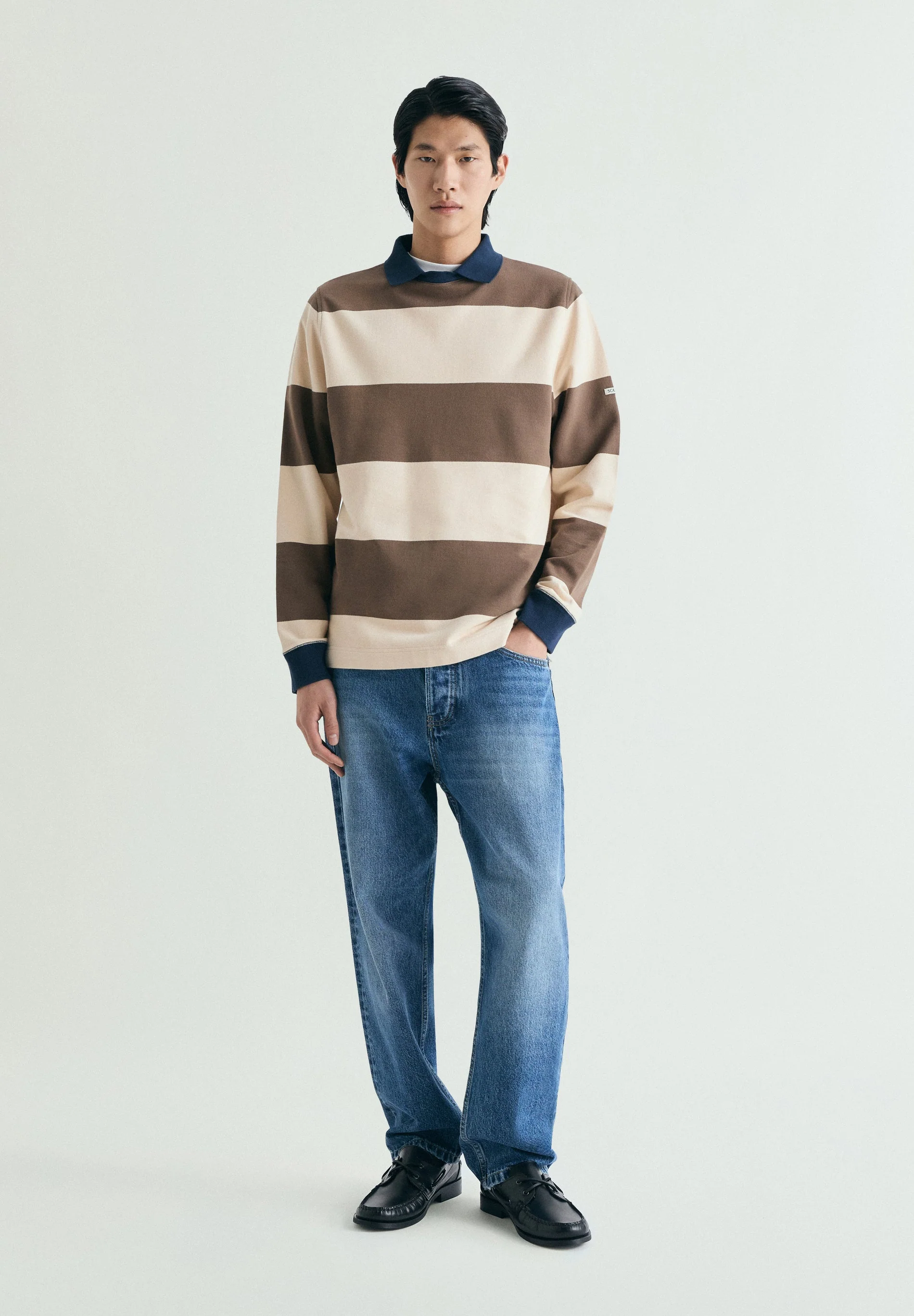 STRIPED SWEATSHIRT WITH CONTRAST COLLAR - Image 2