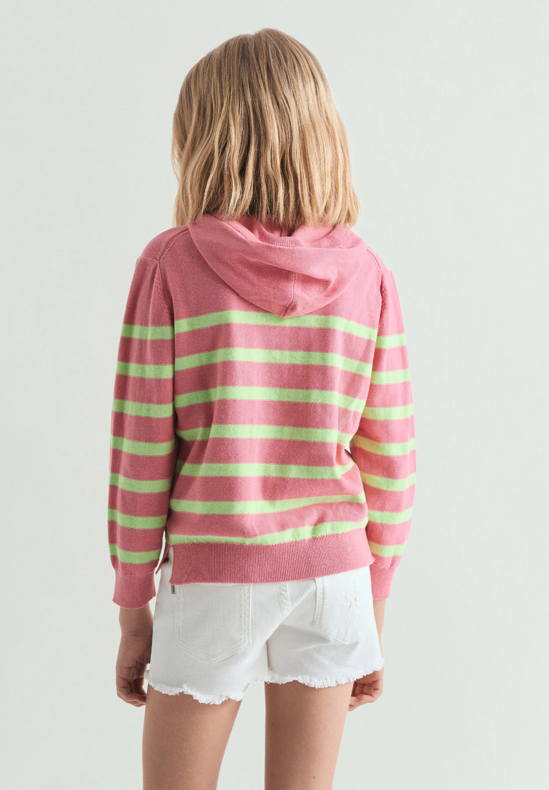 FINE KNIT STRIPED HOODIE - Image 4