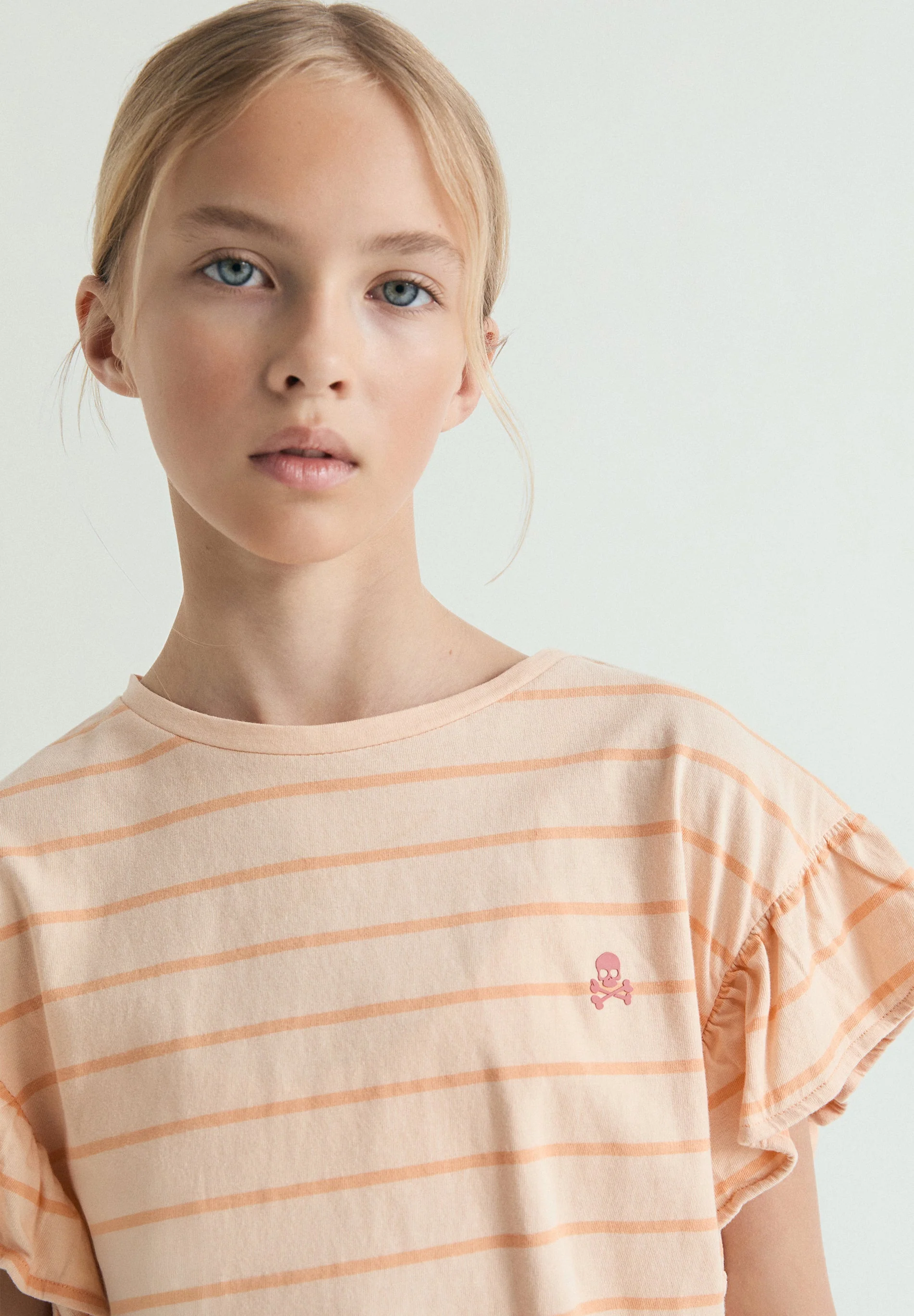 STRIPED T-SHIRT WITH CONTRAST SKULL