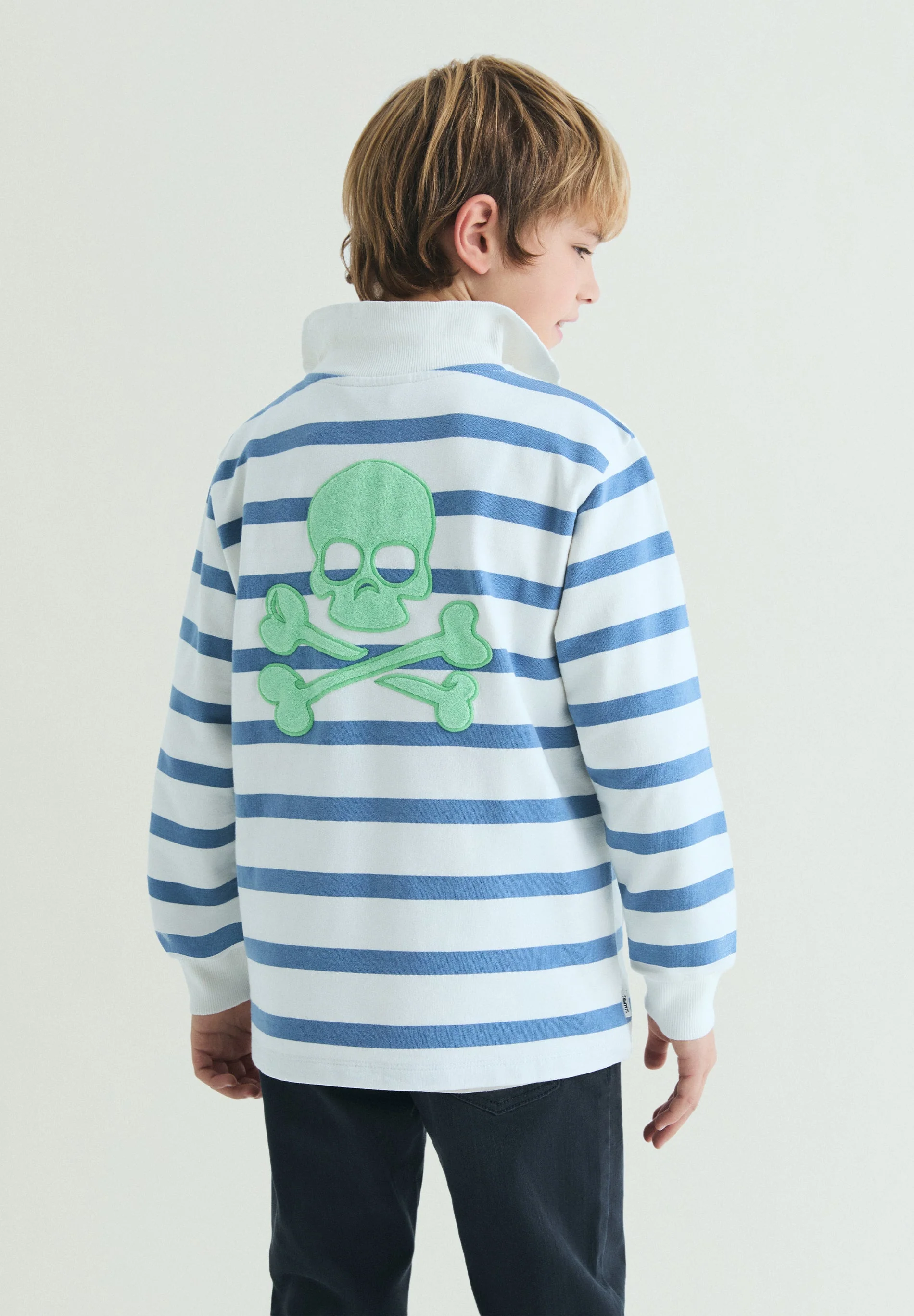 STRIPED SWEATSHIRT WITH POLO SHIRT COLLAR - Image 2